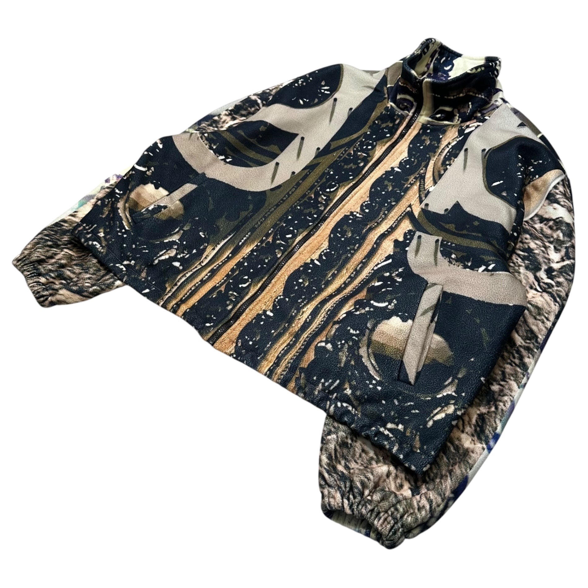 GB MOUTH(ジービーマウス) "扉" VELOUR SKIN LIGHT JACKET ベロア スキン ライト ジャケット 表記無(XL程度) ベージュ×ネイビー フリース