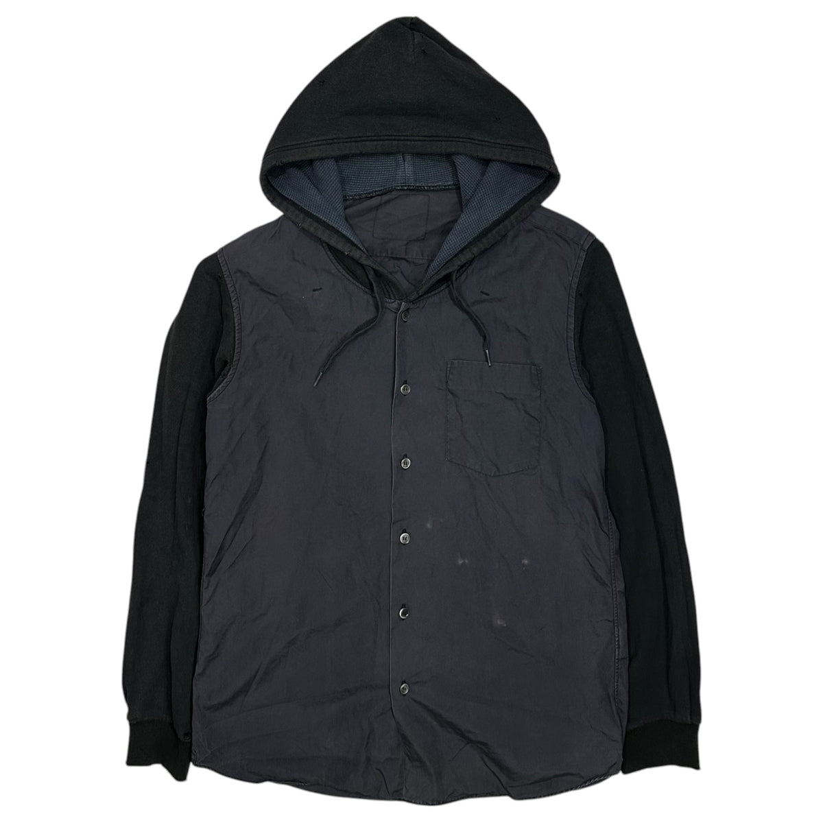 GANRYU(ガンリュウ) 2000's 「BORO」 Hooded Shirt ボロ フーデッド シャツ XS ブラック ガンリュウ 初期 COMME des GARCONS