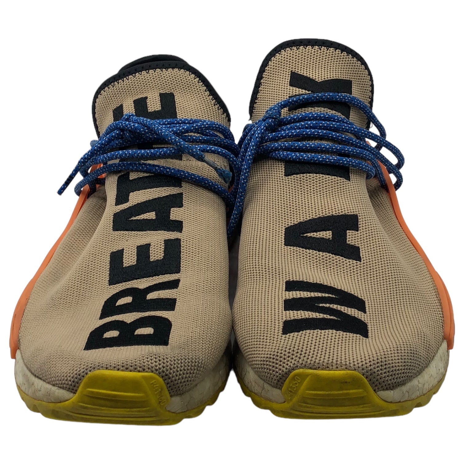 PHARRELL WILLIAMS × ADIDAS ORIGINALS(ファレルウィリアムス×アディダス) NMD HUMAN RACE TRAIL HU "PALE NUDE/CORE BLACK/YELLOW" NMD ヒューマン レース トレイル フー AC7361 28.0cm ベージュ×ブルー