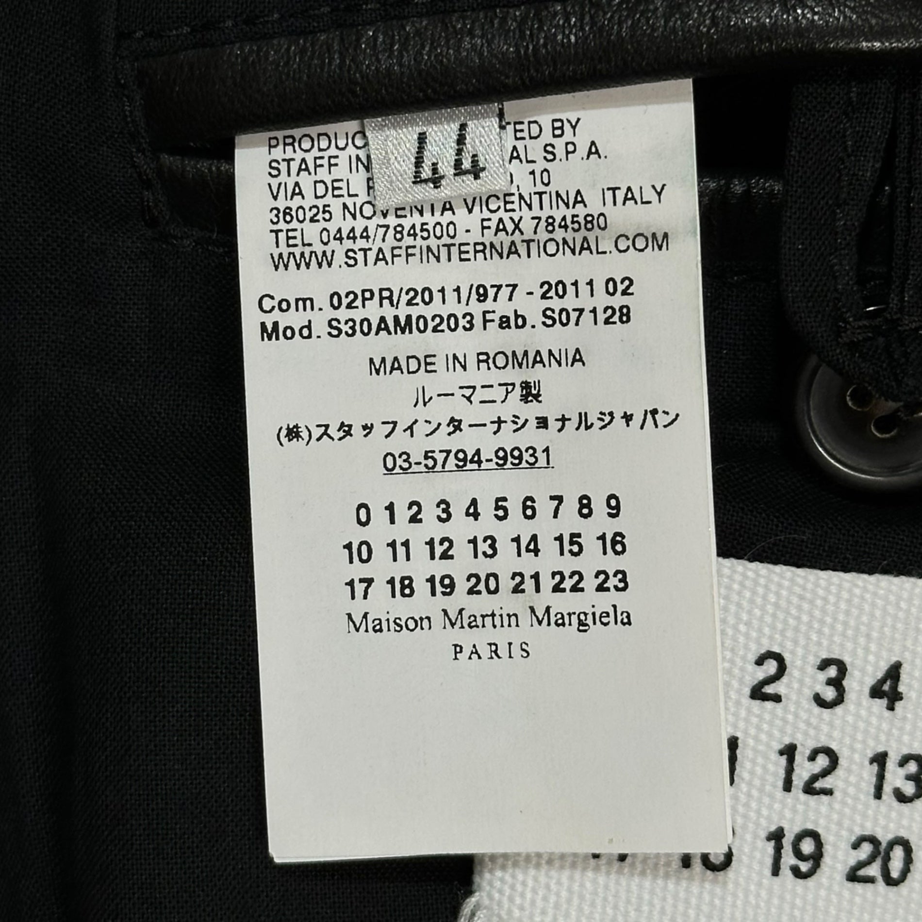 Maison Martin Margiela(メゾン マルタンマルジェラ) 11AW 5-ZIP LEATHER JACKET - Cowhide ハチノジ ライダース ジャケット 牛革 S30AM0203 44(XS程度) ブラック レザー