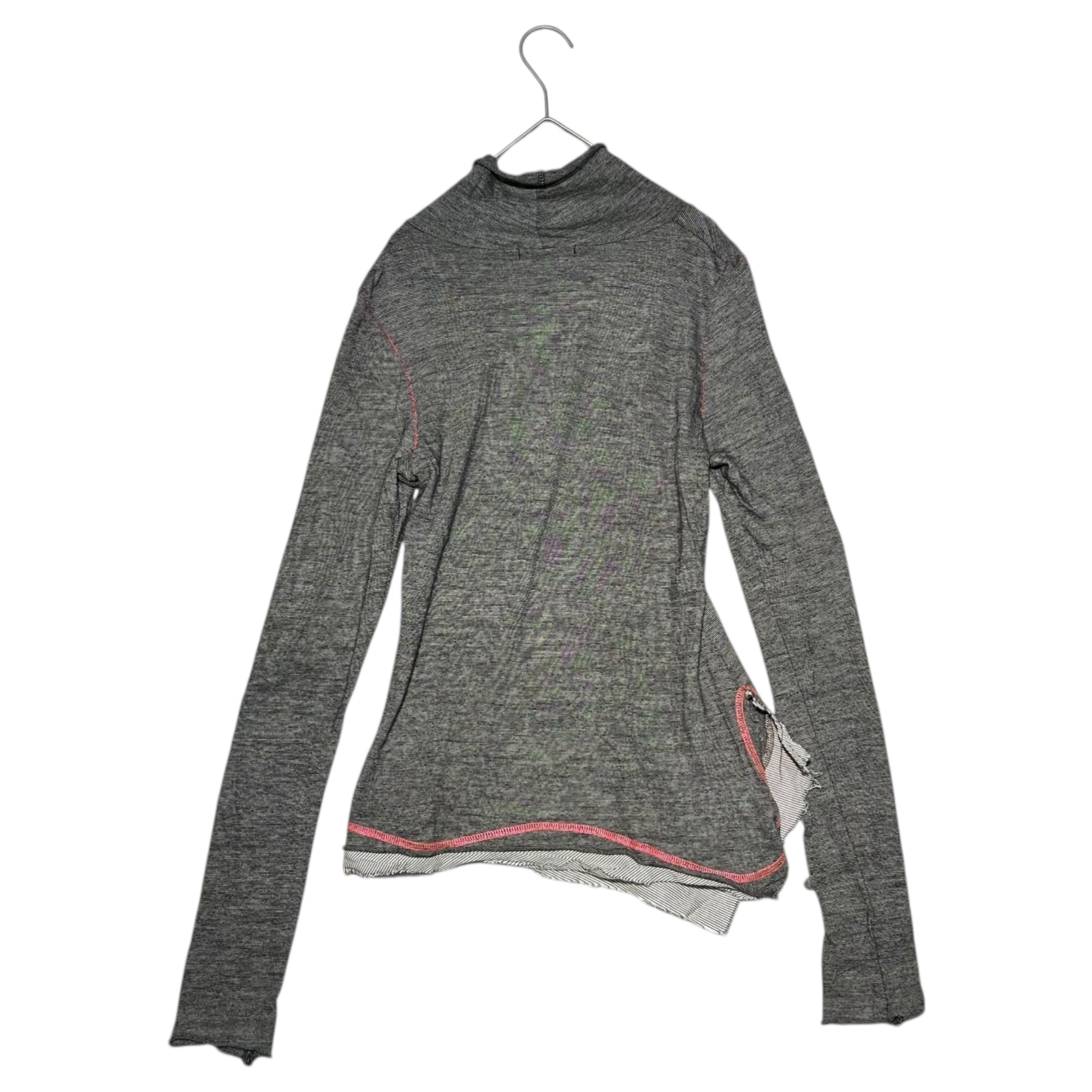 MARITHE FRANCOIS GIRBAUD(マリテフランソワジルボー) 00’s Turtleneck Layered L/S Knit Top タートルネック 異素材 レイヤード 長袖 カットソー F7-6165 M グレー Y2K