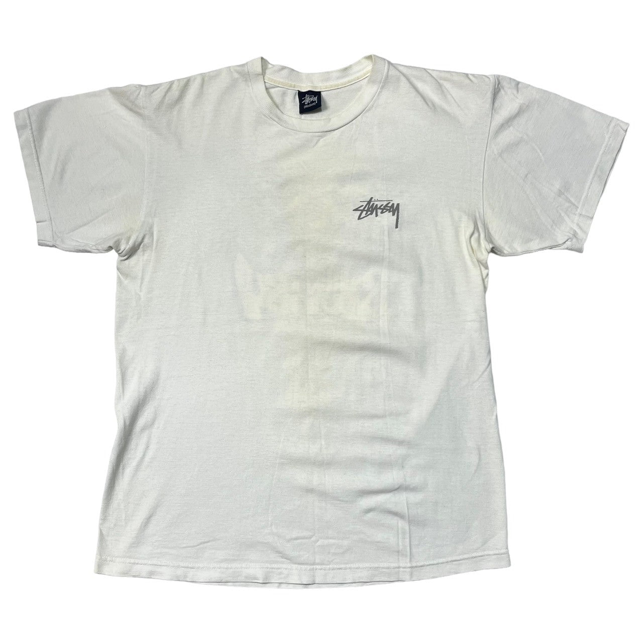 STUSSY(ステューシー) 90's~00's  elephant back print Tシャツ 象 バックプリント 紺タグ SIZE M ホワイト×グレー 90～00年代 OLD STUSSY