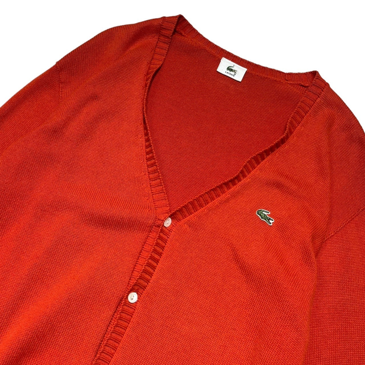 LACOSTE(ラコステ) One point logo cotton cardigan ワンポイント ロゴ コットン カーディガン AH016E S オレンジ