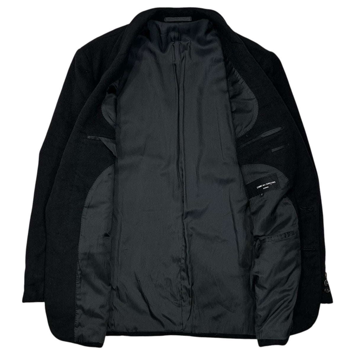 COMME des GARCONS HOMME(コムデギャルソンオム) 1980's Cashmere-Wool 2-Button Tailored Jacket カシミヤ ウール 2ボタン テーラード ジャケット HJ-08101S S ブラック AD表記無 80s アーカイブ 80年代前半製造品