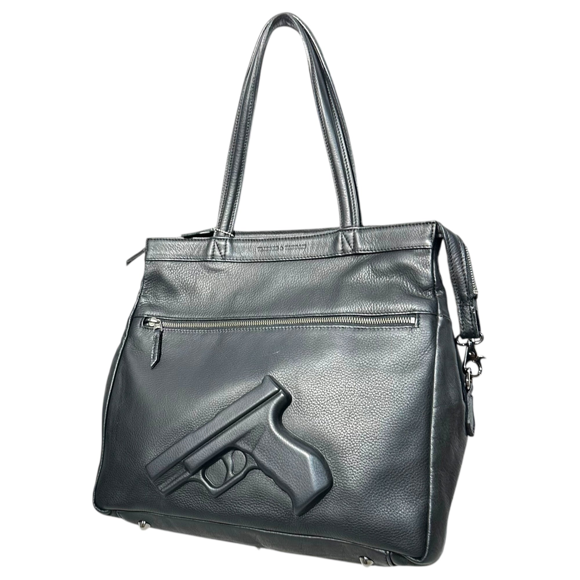 VLIEGER & VANDAM(フリーガーアンドファンダム) Pistol Embossed Leather Tote Bag ピストル 型押し レザー トート バッグ ブラック