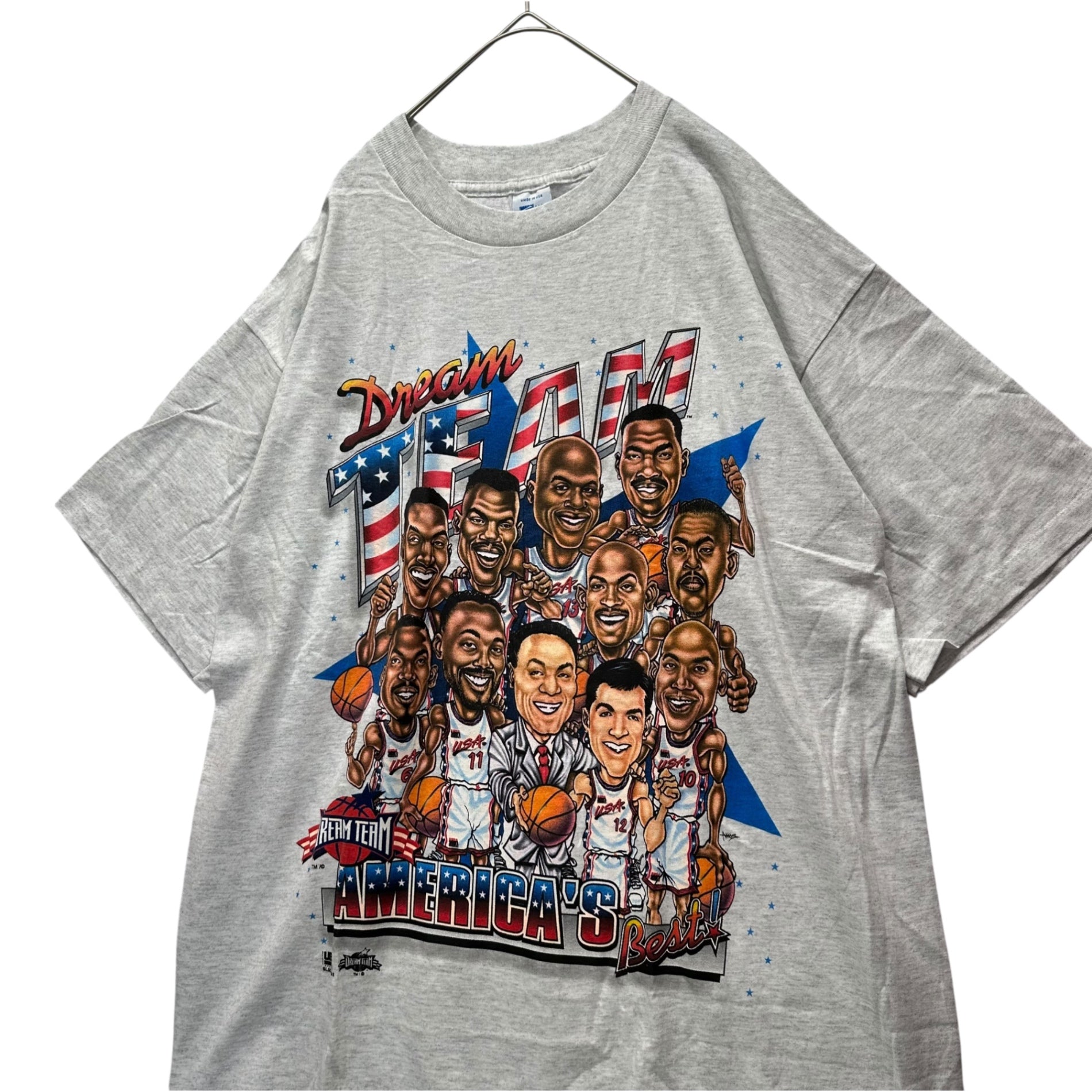 VINTAGE(ヴィンテージ) 90's Dream Team USA Best T-Shirt 90年代 ドリームチーム アメリカ ベスト Tシャツ L ライトグレー×マルチカラー