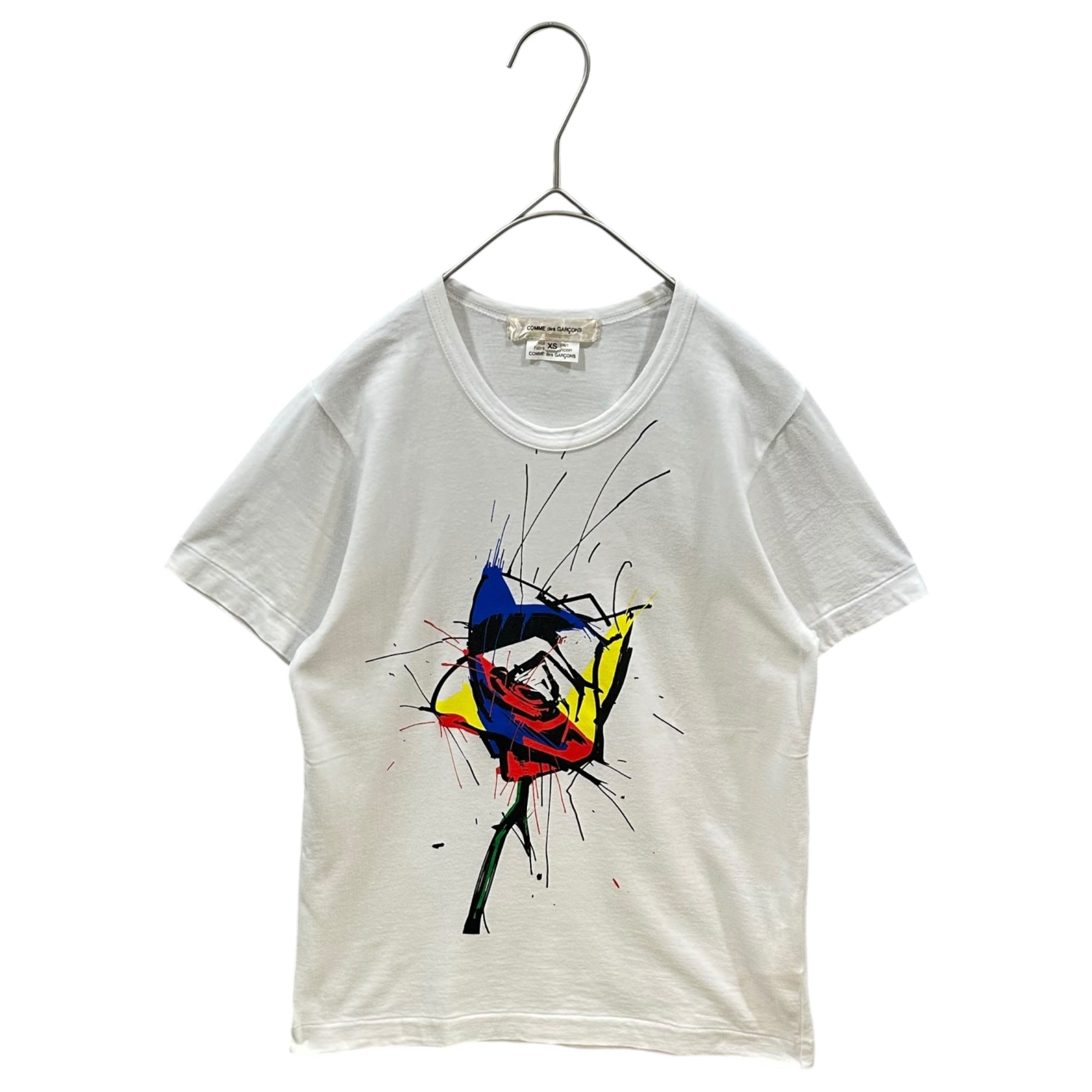 COMME des GARCONS(コムデギャルソン) 2015SS  Rose graphic print S/S crew-neck top 薔薇 グラフィック プリント 半袖 クルーネック カットソー GO-T044 XS ホワイト×マルチカラー AD2015
