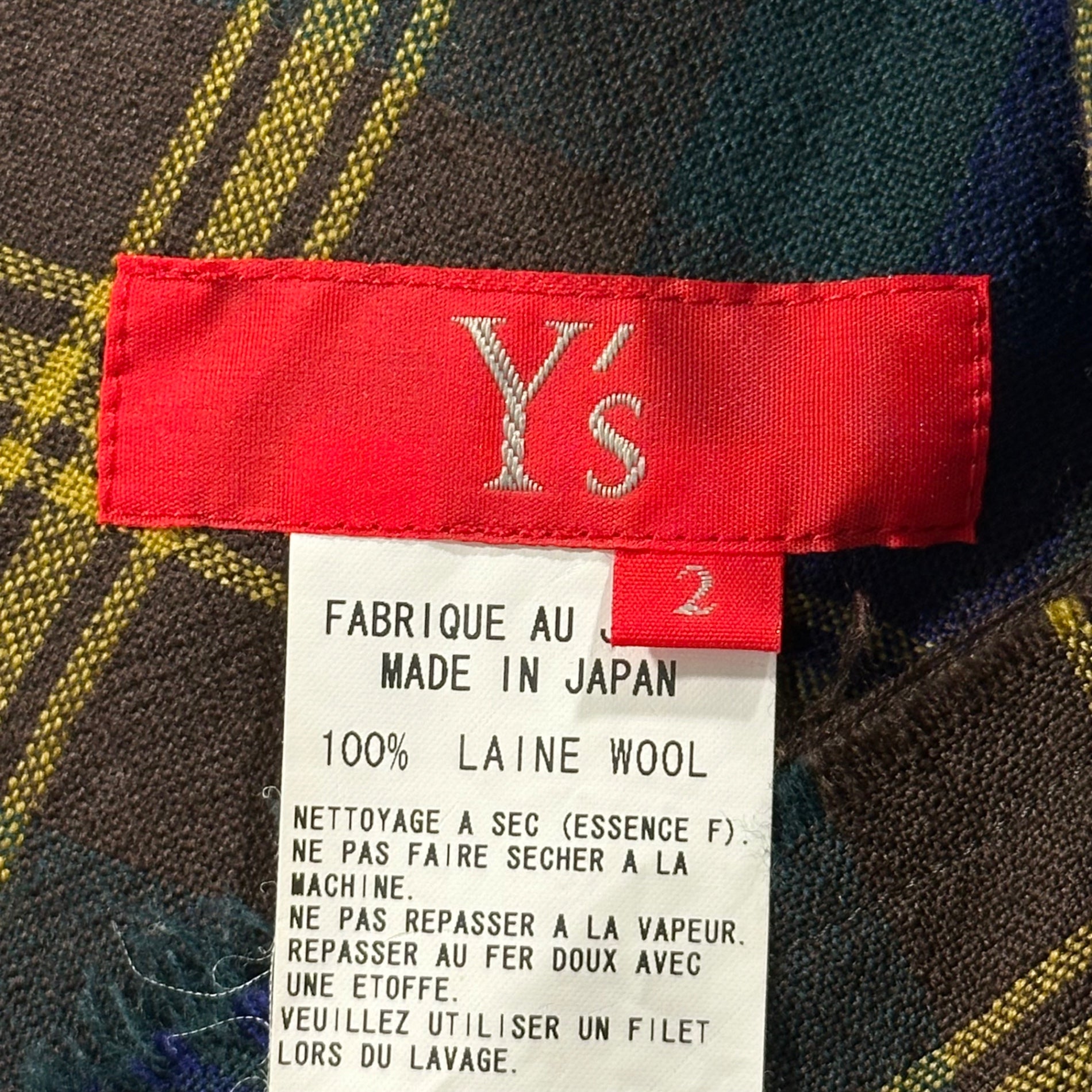 Y's Red Label(ワイズレッドレーベル) Asymmetric Check Sleeveless Wool Dress アシンメトリー 変形 チェック ノースリーブ ウール ワンピース YX-D58-158 2(M程度) ブルー×イエロー×グリーン ヨウジヤマモト