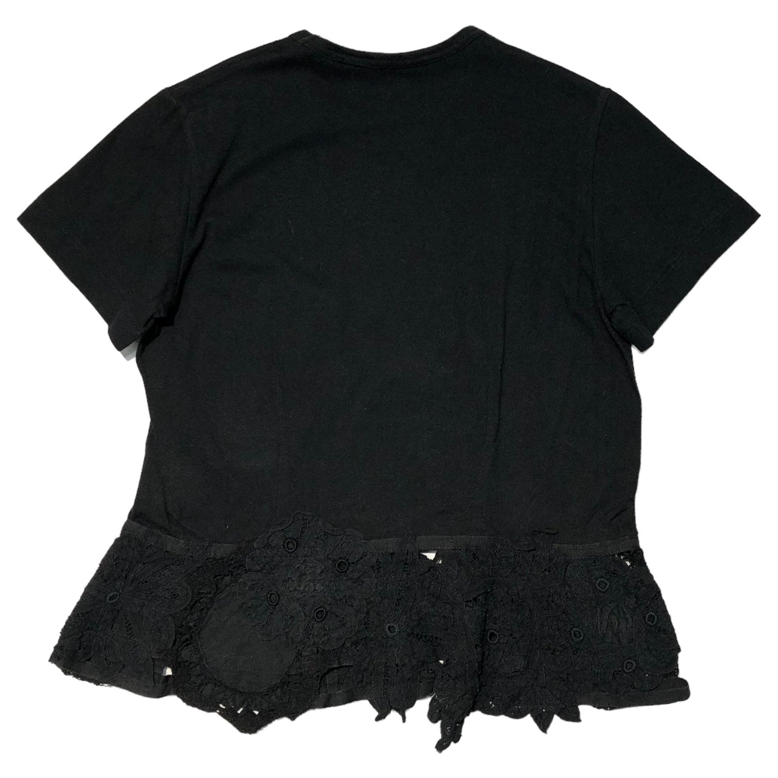 COMME des GARCONS(コムデギャルソン) Lace flare hem T-shirt 裾 レース フレア Tシャツ S ブラック カットソー ブラウス 半袖