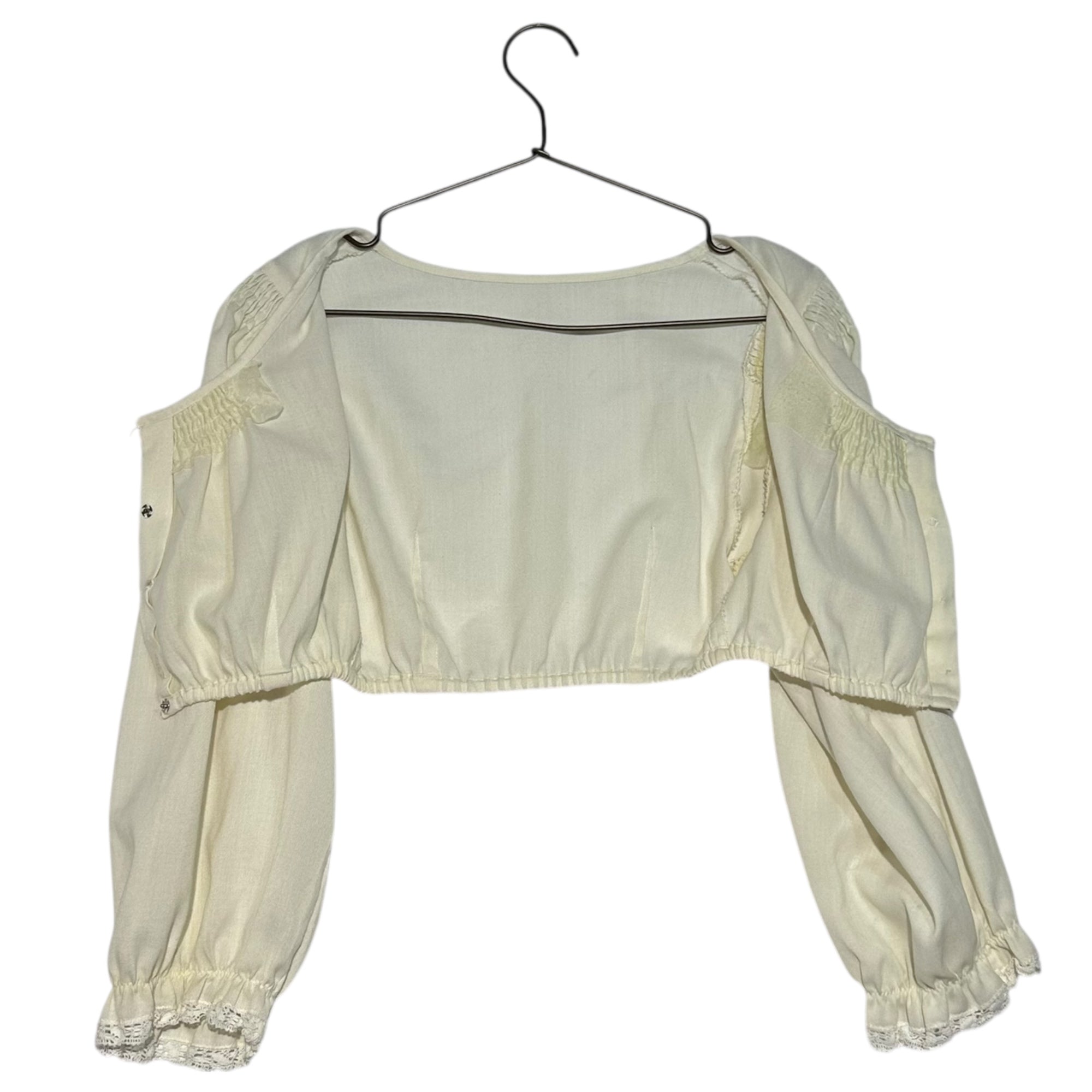 VINTAGE(ヴィンテージ) 80~90's shoulder gathered square short blouse ショルダーギャザー ショート丈ブラウス アイボリー EURO VINTAGE
