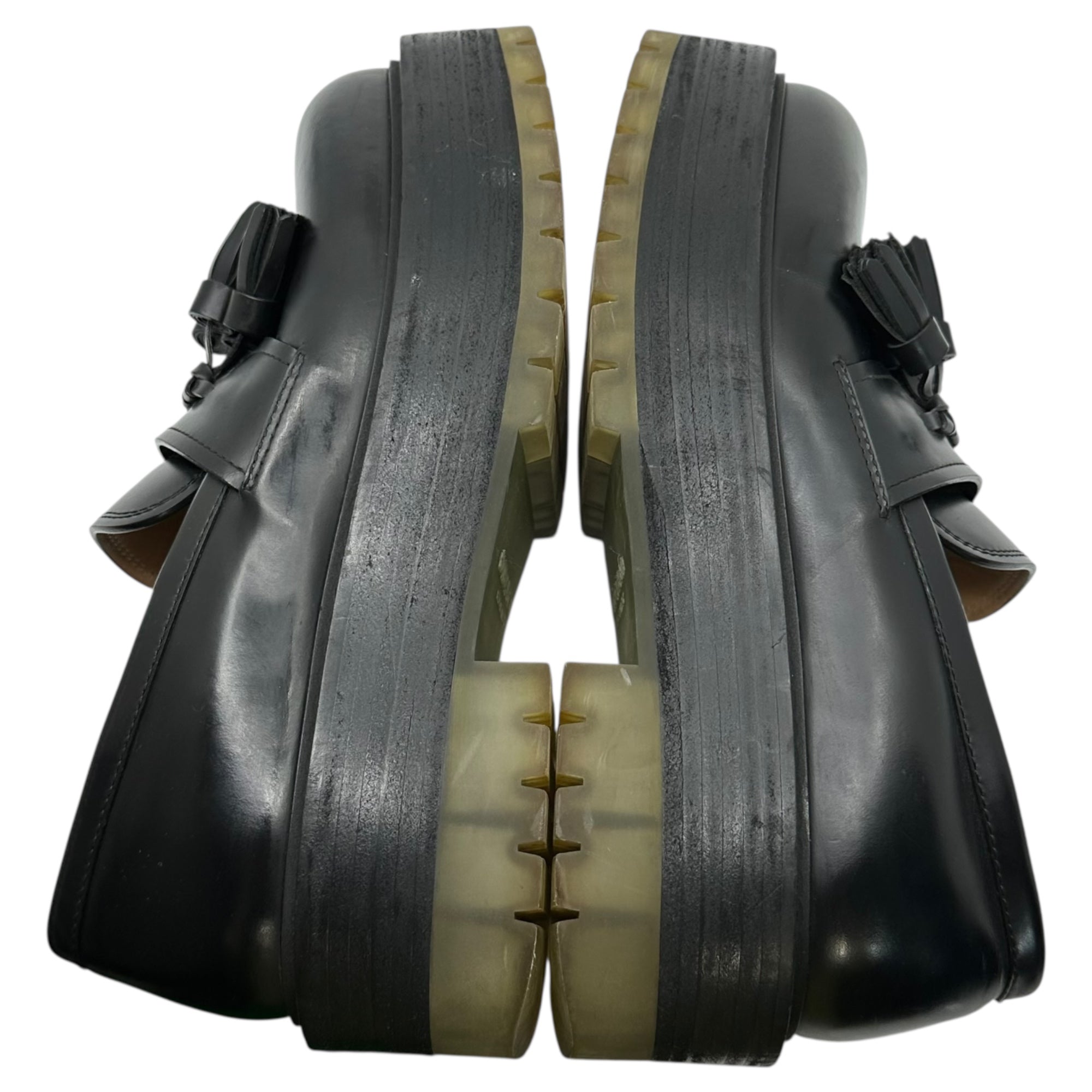 BOTTEGA VENETA(ボッテガヴェネタ) LEATHER TASSEL LOAFERS レザー タッセル ローファー 41(26cm程度) ブラック 厚底 プラットフォーム