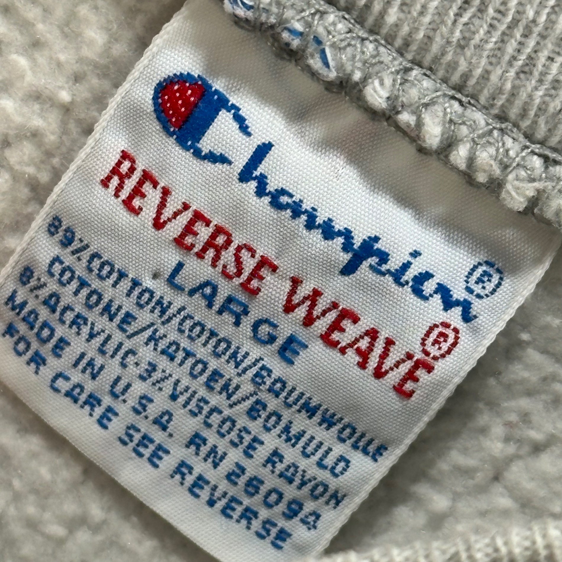 Champion(チャンピオン) 90's ”WARTHOG RUGBY” Reverse Weave Sweatshirt ウォートホッグ ラグビー リバースウィーブ スウェット L ライトグレー 90年代 刺繍タグ ヴィンテージ 3段プリント