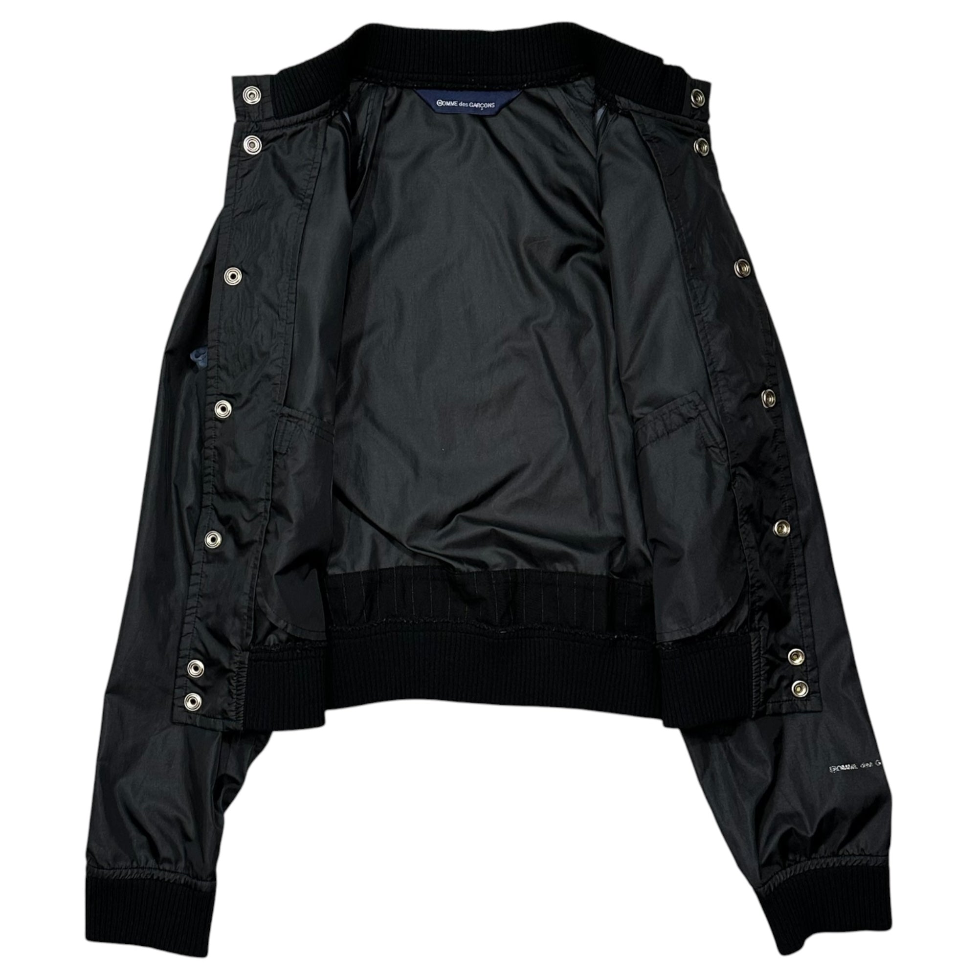 COMME des GARCONS(コムデギャルソン) 1990's Aoyama Exclusive: Wool and Nylon Patchwork Blouson 青山限定 バック ウール 切替 ナイロン ブルゾン KX-352050 FREE ブラック×ネイビー 品質表示タグプリント擦れ有 90s アーカイブ