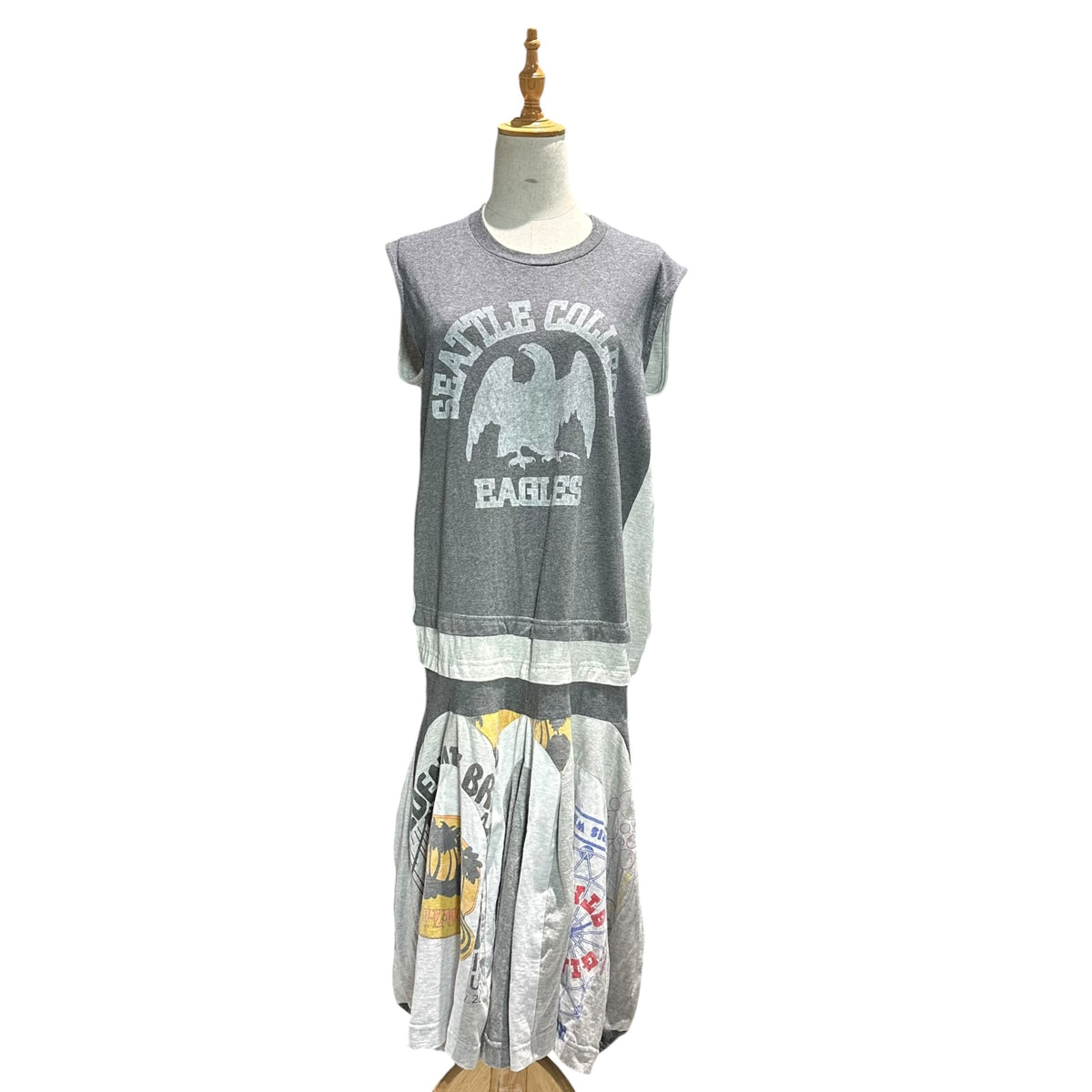 JUNYA WATANABE COMME des GARCONS(ジュンヤワタナベコムデギャルソン) 2006SS Reconstructed Docking Sleeveless Dress 再構築 ドッキング ノースリーブ ワンピース JQ-O017 SS グレー AD2005 00s アーカイブ コレクションLOOK14着用 稀少