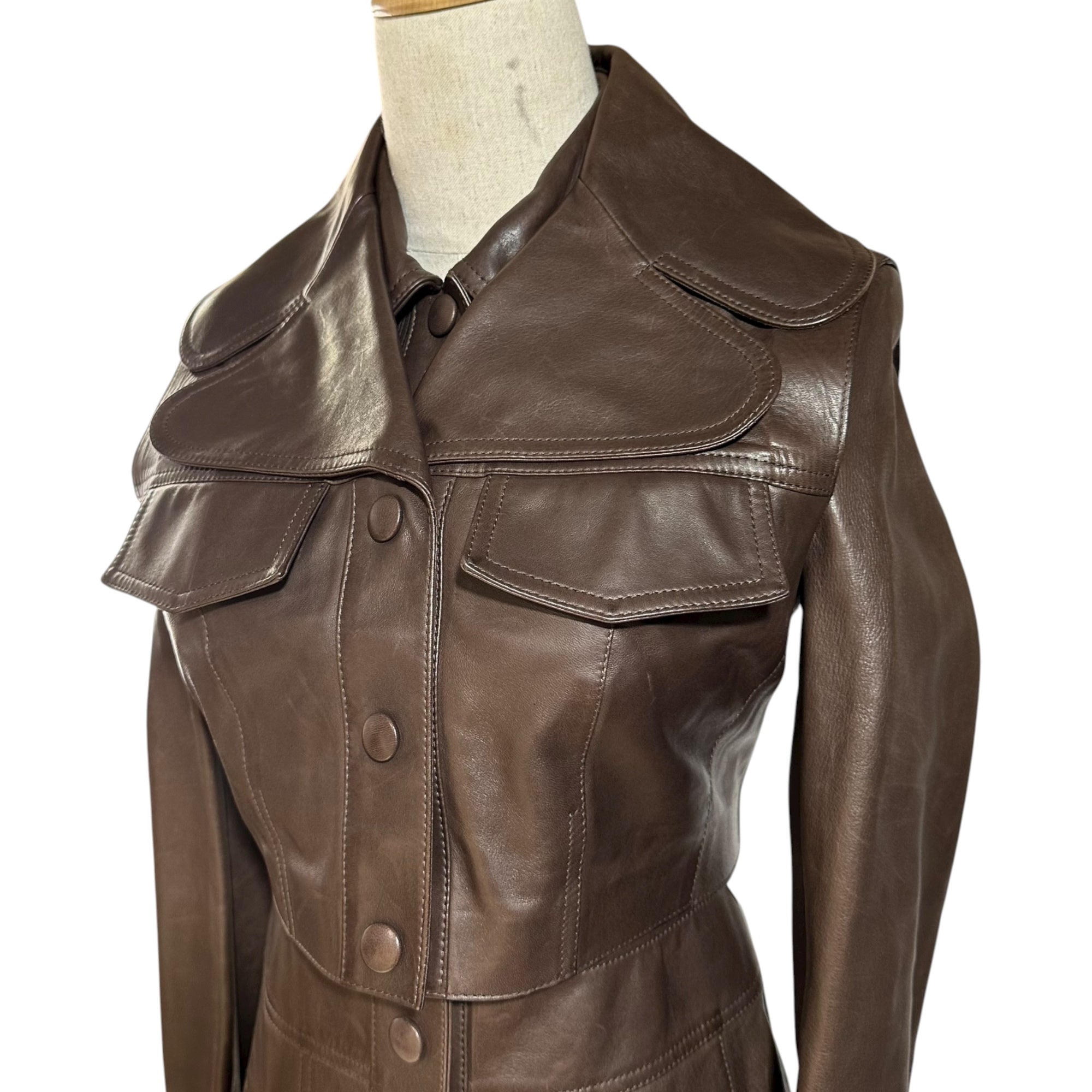 BURBERRY(バーバリー) Detachable Cropped Vest Lambskin Coat デタッチャブル クロップドベスト ラムスキン コート レザー 8013693/69E 4 ブラウン
