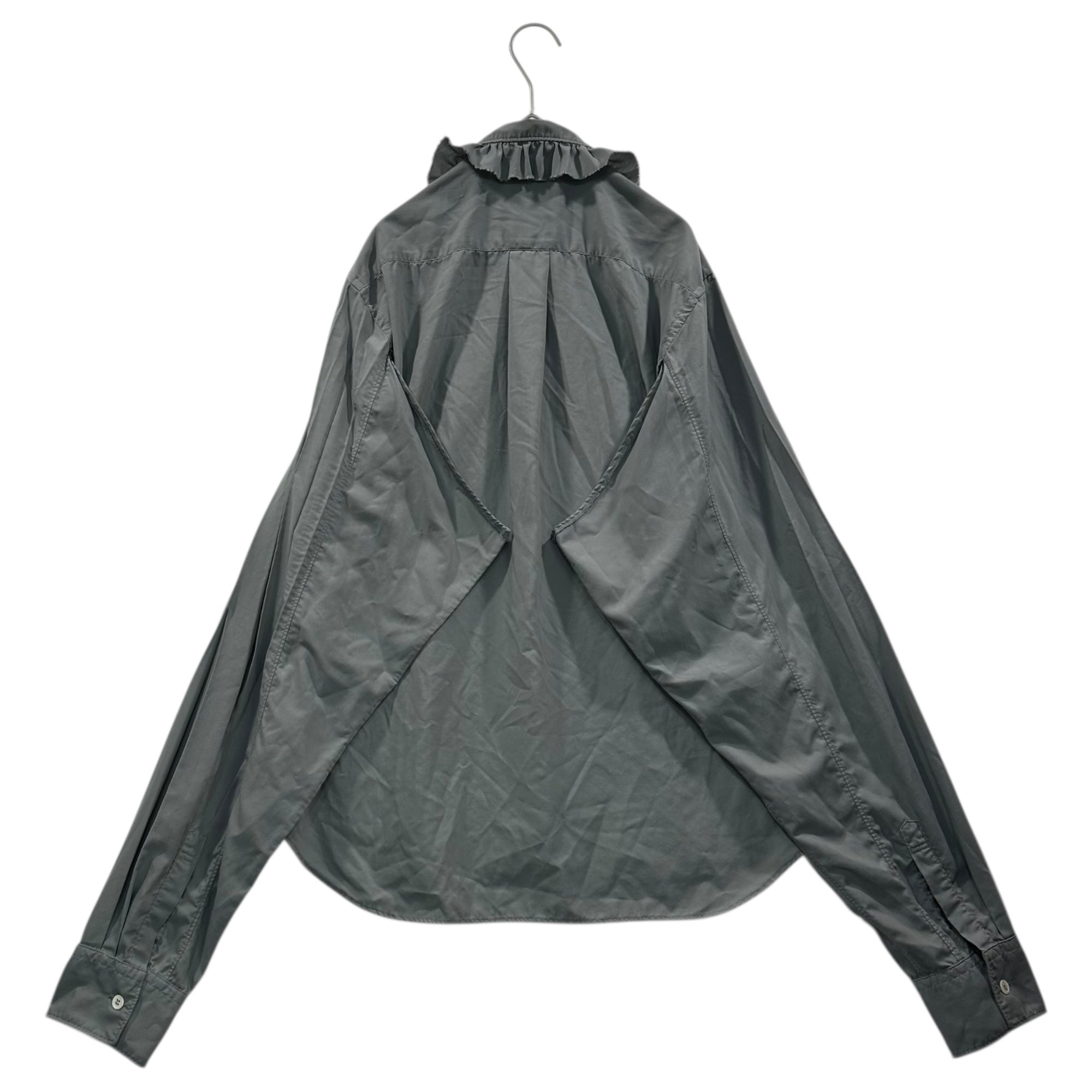 BLACK COMME des GARCONS(ブラックコムデギャルソン) 24SS Ruffled Collar Open Sides Shirts フリル 襟  脇 オープン 長袖 シャツ 1M-B014 M グレー AD2023