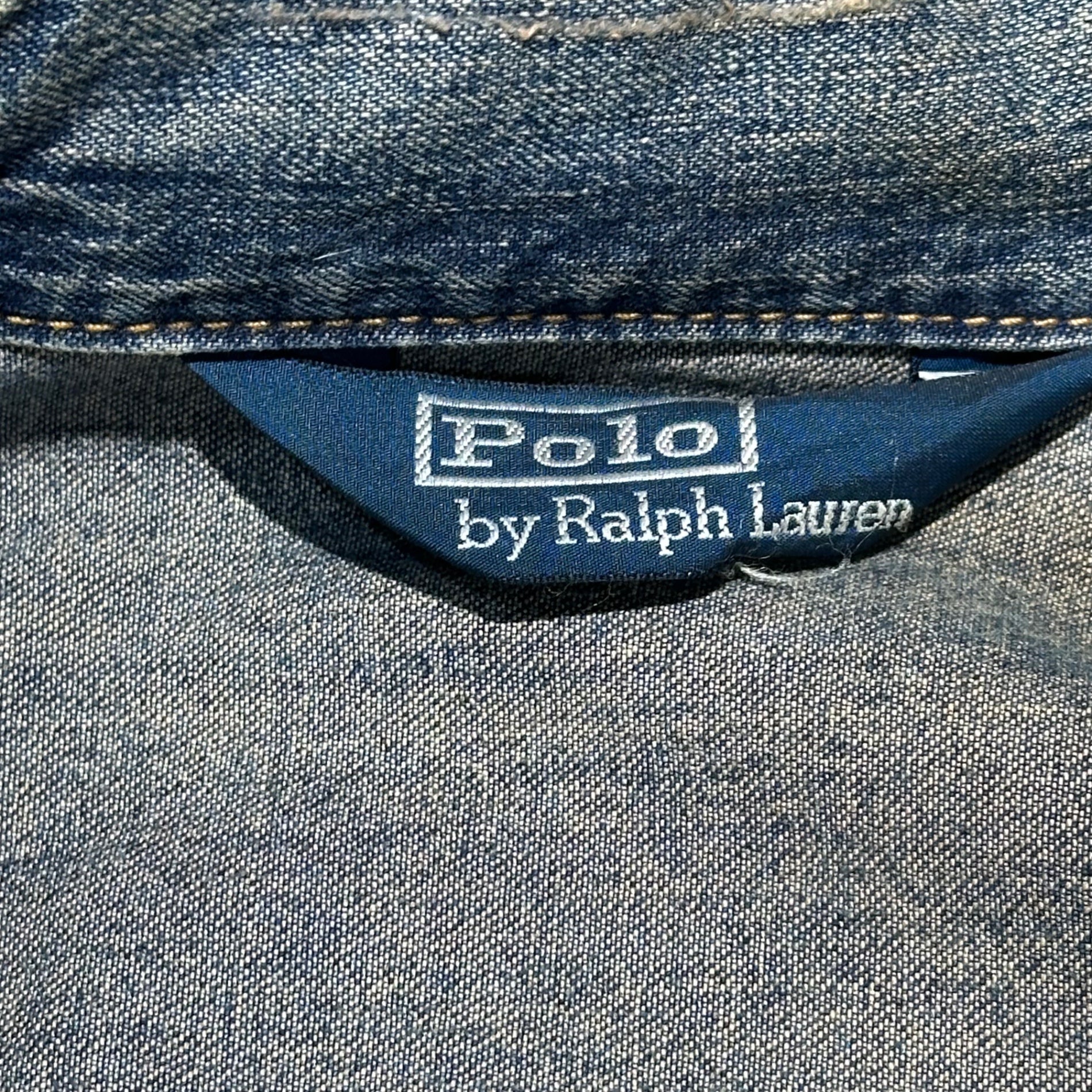 POLO RALPH LAUREN(ポロラルフローレン) 90’s~00's Type 2 Denim Tracker Jacket - Vintage-Washed セカンド タイプ ヴィンテージ 加工 デニム トラッカー ジャケット JR-RL-LM3107 L インディゴ インパクト21タグ 90年代後半～00年代