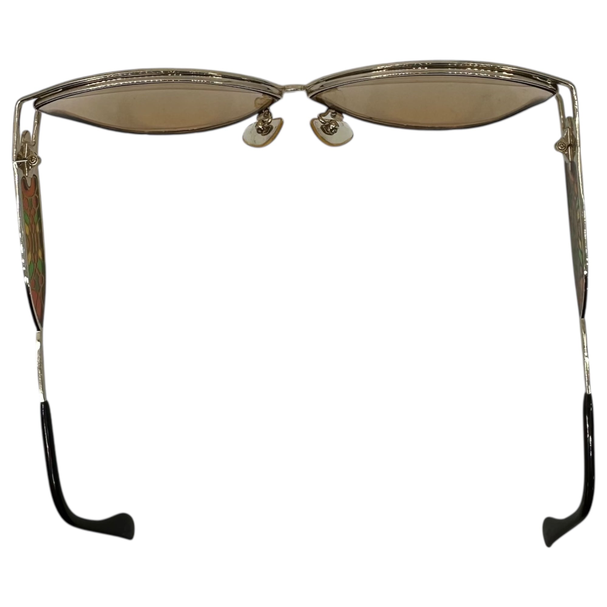 YVES SAINT LAURENT(イヴサンローラン) 80's Stained Glass Design Butterfly Sunglasses ステンドグラス デザイン バタフライ サングラス - シルバー×ブラウン 推定80年代 ヴィンテージ メガネ 眼鏡