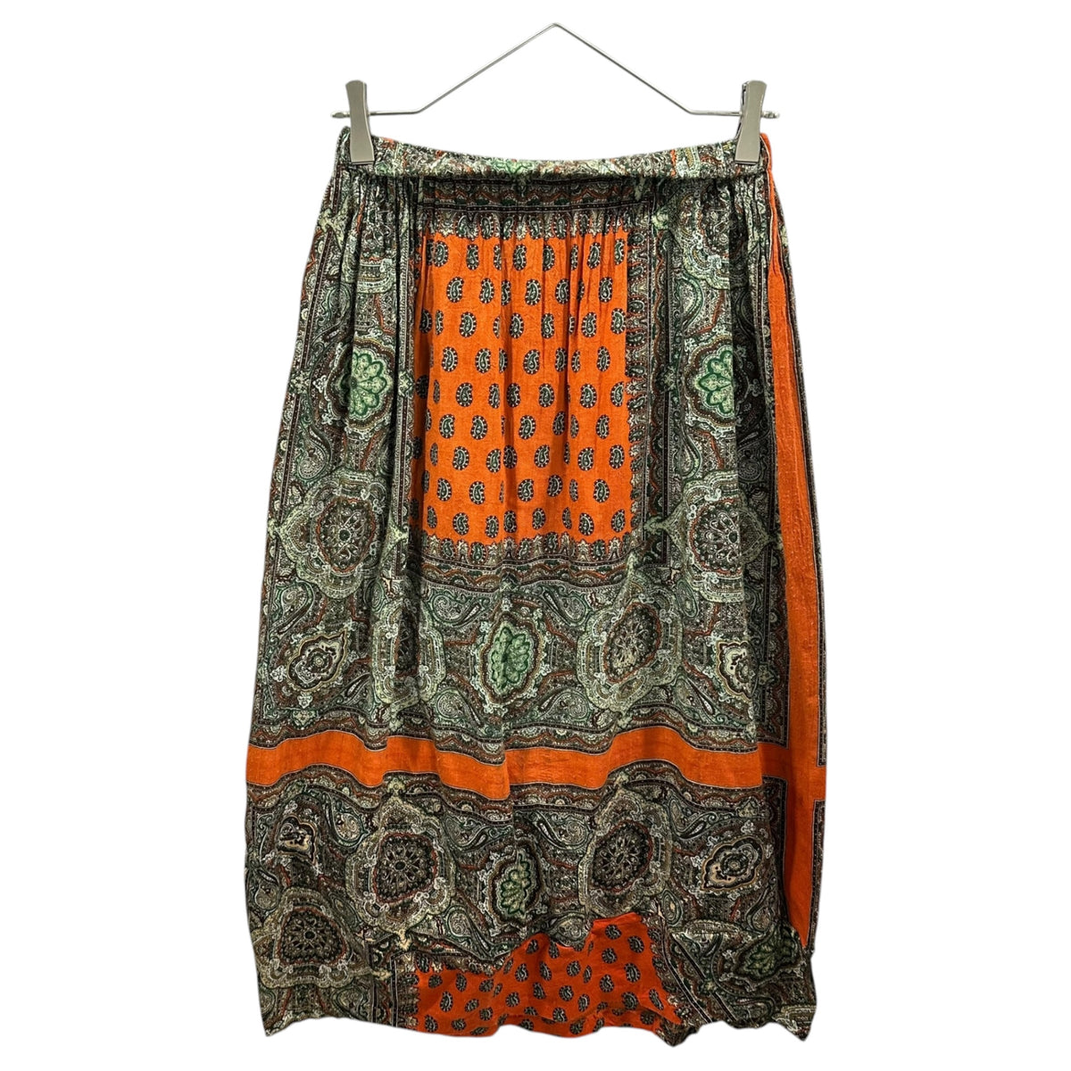 COMME des GARCONS(コムデギャルソン) 1990's Scarf-Print Wool Easy Skirt スカーフ プリント ウール イージー スカート GS-040100 FREE オレンジ AD表記薄れ 90s