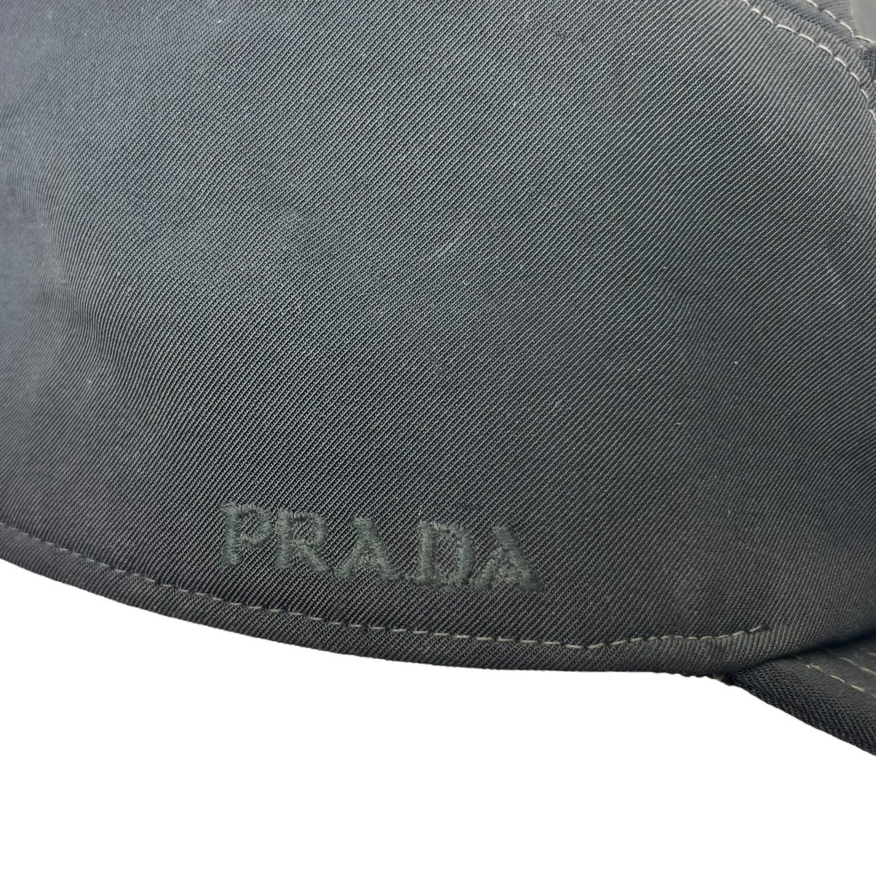 PRADA(プラダ) 00's Logo front pocket jet cap ロゴ フロント ポケット ジェット キャップ L ブラック Y2K テック 帽子