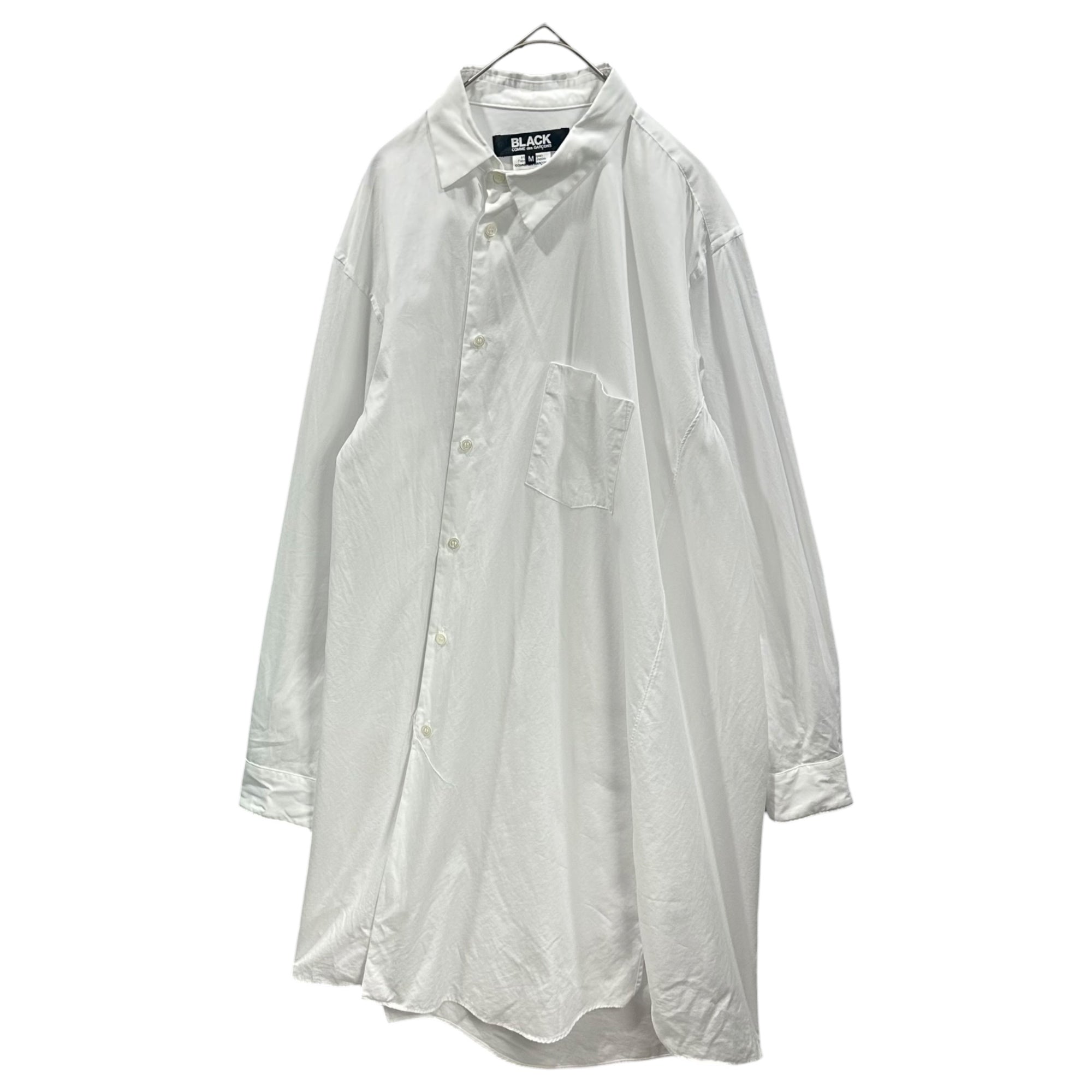 BLACK COMME des GARCONS(ブラックコムデギャルソン) 2022SS Twisted Asymmetrical L/S Long Shirt 捻じれ 変形 長袖 ロング シャツ 1I-B005 M ホワイト AD2021