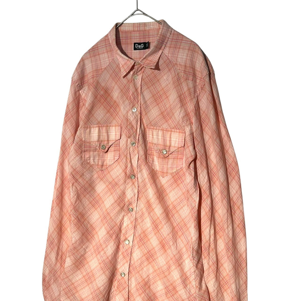 D&G(ディー&ジードルガバドルチェ&ガッバーナ) Western Check Shirt ウエスタン チェック シャツ RS0028/ST055 50(L) ピンク