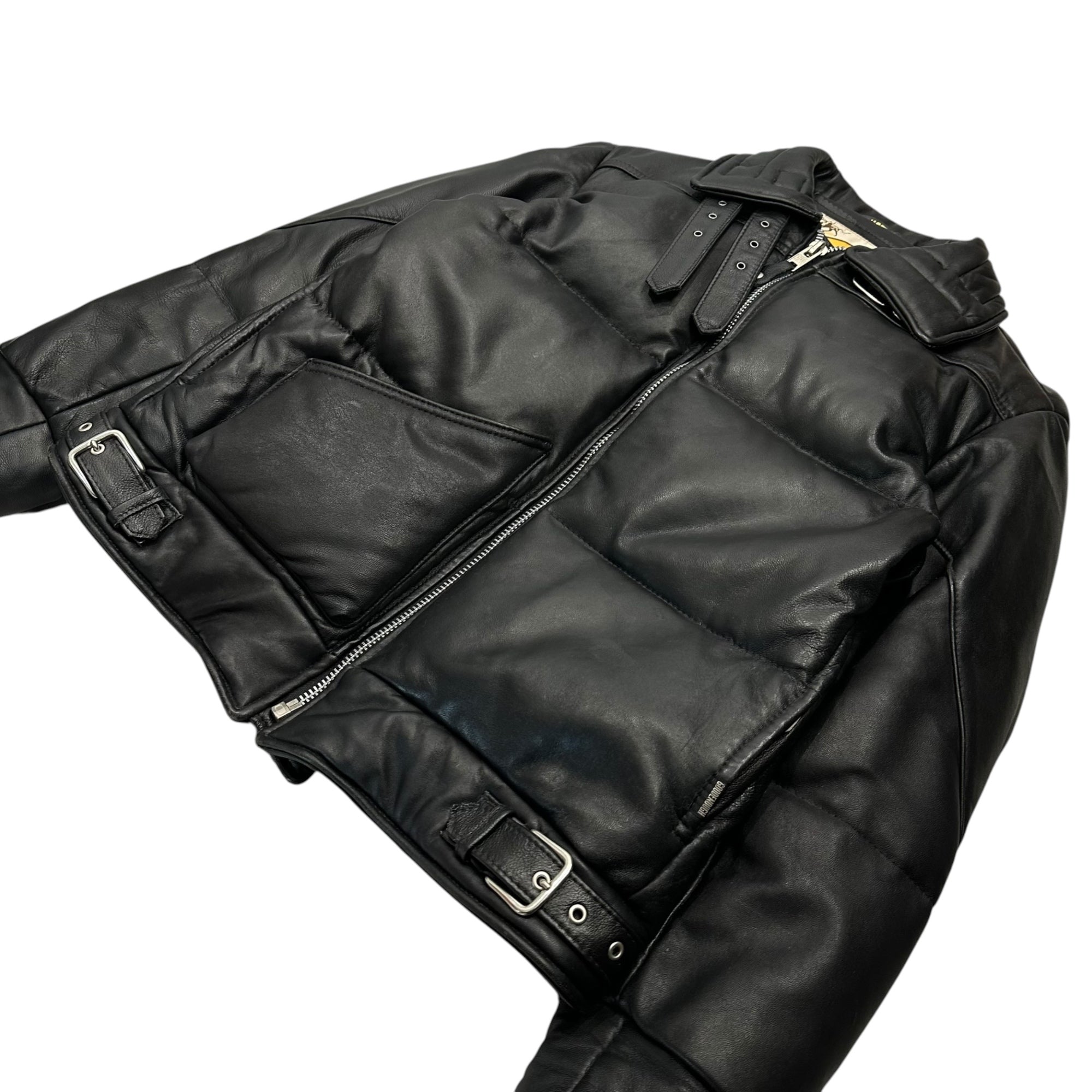 GOODENOUGH×SCHOTT(グッドイナフ×ショット) 2007 B-3 Leather Down Jacket レザー ダウン ジャケット M ブラック