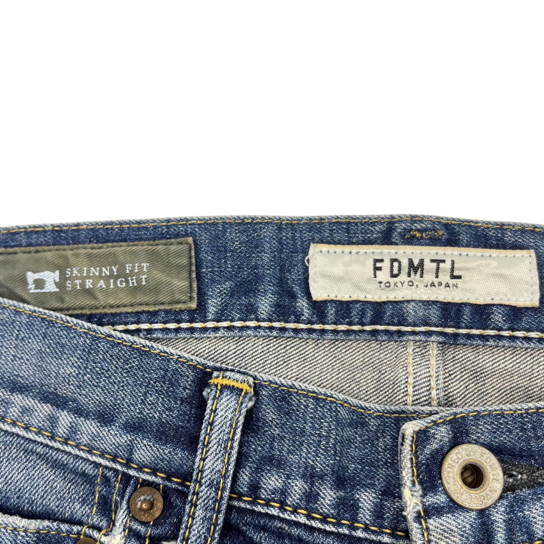 FDMTL(ファンダメンタル) Damage repaired skinny denim pants ダメージ リペア加工 スキニー デニム パンツ W28 L30 インディゴ