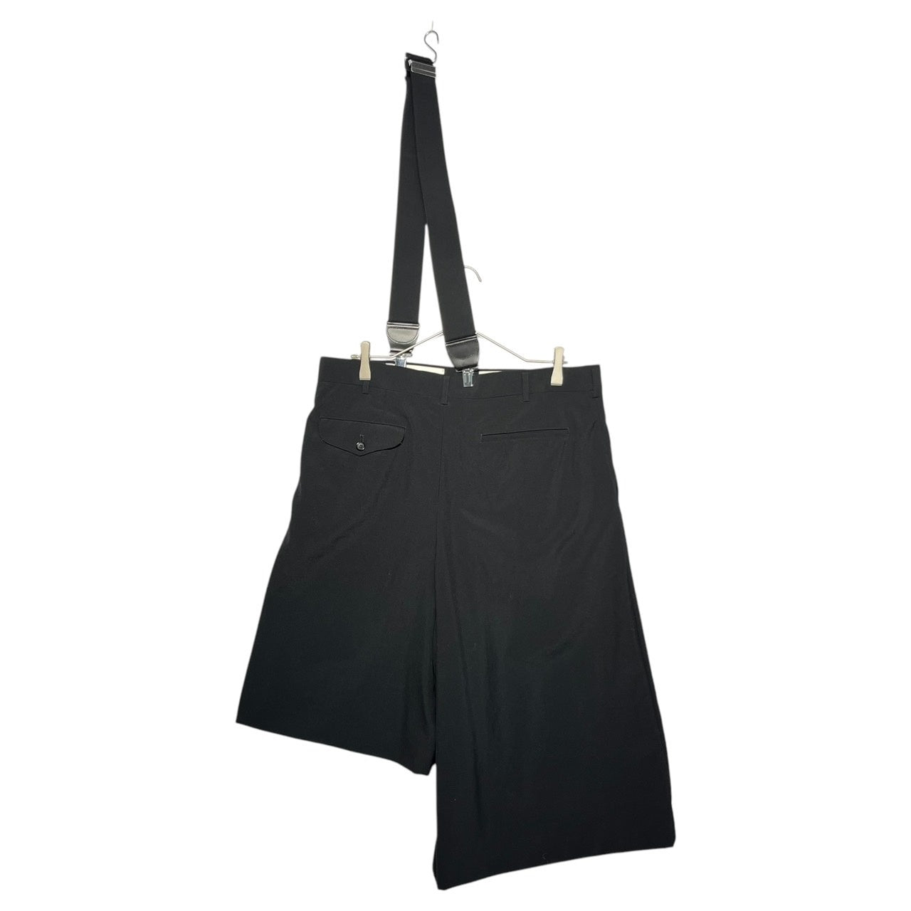 COMME des GARCONS HOMME PLUS(コムデギャルソンオムプリュス) 21SS Wool gabardine deformed wide shorts ウール ギャバジン 変形 ワイド ショーツ PG-P052 M ブラック AD2020 サスペンダー付