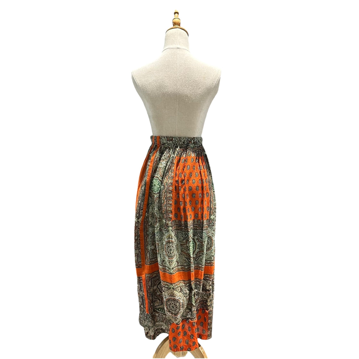 COMME des GARCONS(コムデギャルソン) 1990's Scarf-Print Wool Easy Skirt スカーフ プリント ウール イージー スカート GS-040100 FREE オレンジ AD表記薄れ 90s