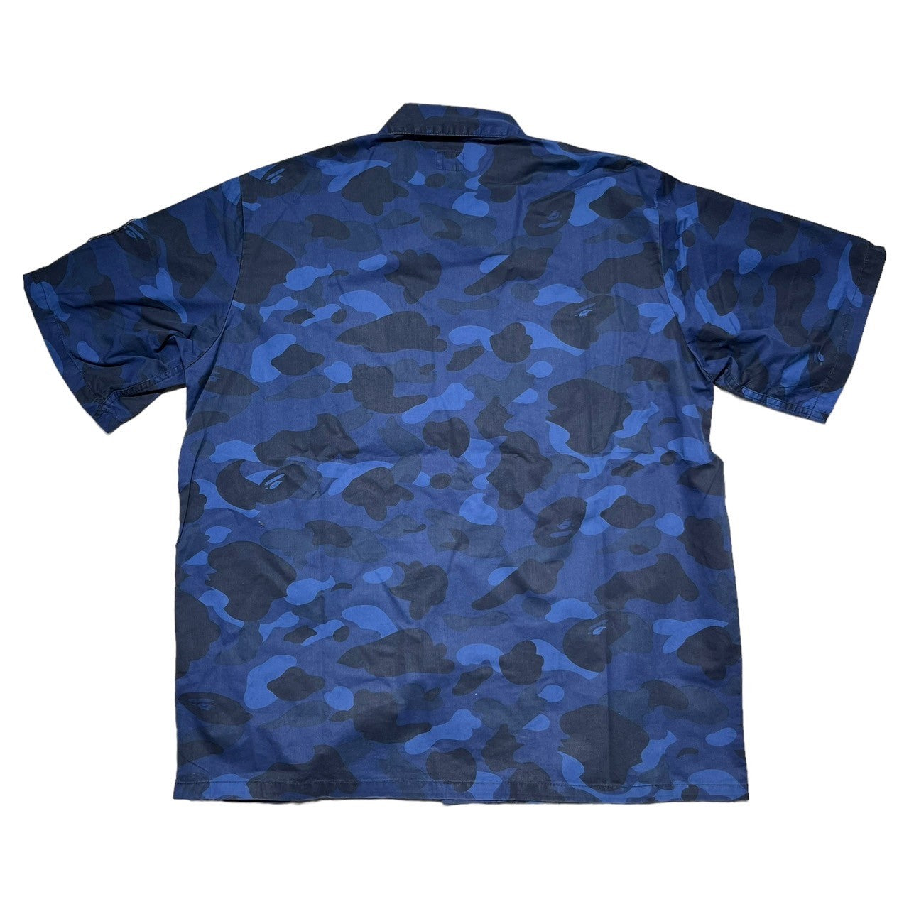 BAPE BY A BATHING APE(ベイプ バイ アベイシングエイプ) 00's Patch camouflage fatigue shirt ワッペン カモフラ ファティーグ シャツ L ブルー×ネイビー