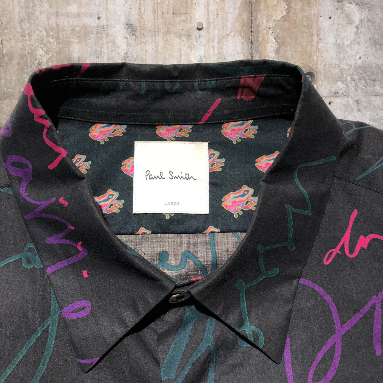 Paul Smith(ポールスミス) 18AWメッセージプリントシャツ PF-WR-31954 L ブラック コレクションライン