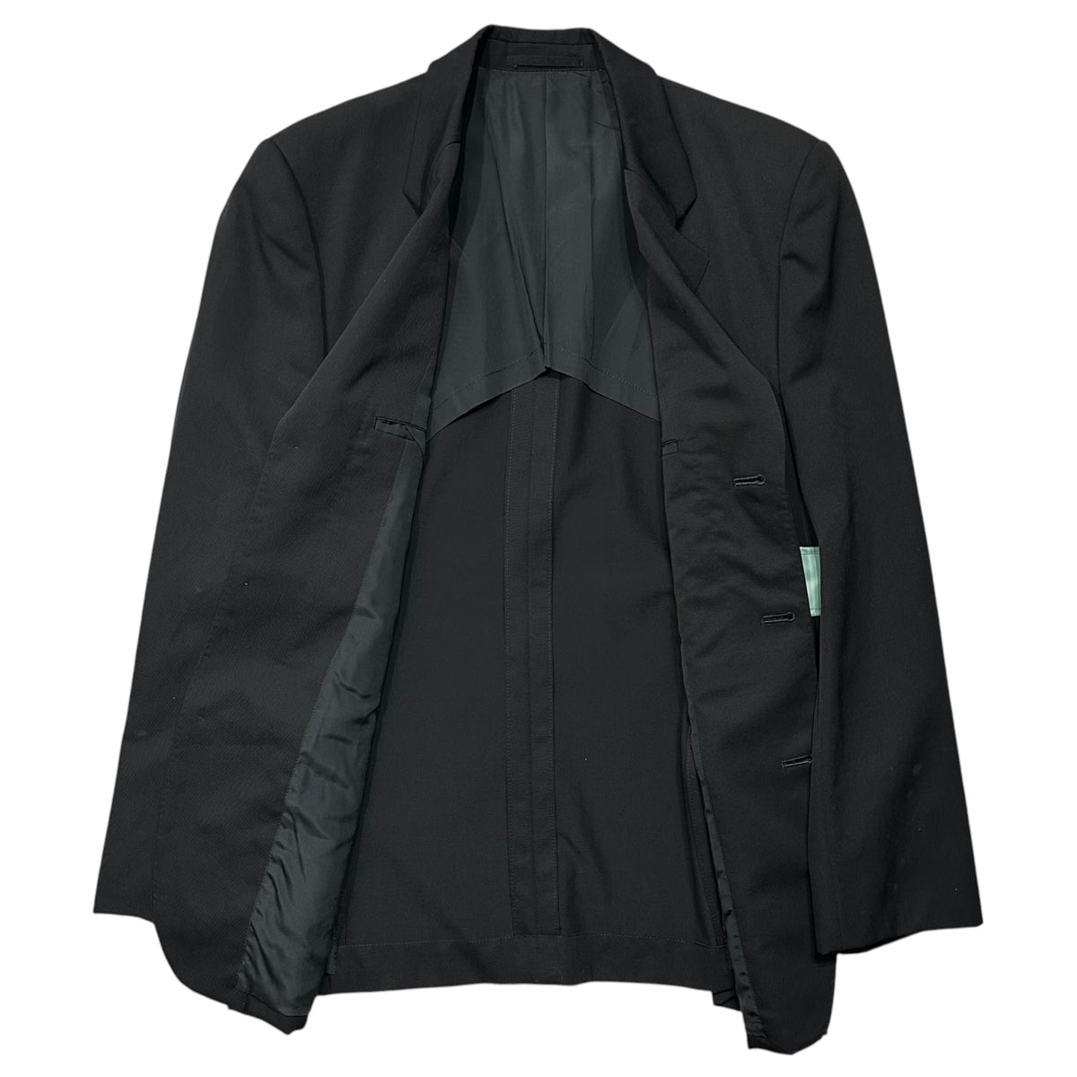 COMME des GARCONS HOMME PLUS(コムデギャルソンオムプリュス) 1995SS Vinyl-Parts Wool-Gabardine 3-Button Tailored Jacket ビニール パーツ ウール ギャバジン 3 ボタン テーラード ジャケット PJ-10002M M ブラック×ターコイズ AD1994 90s アーカイブ WORK期