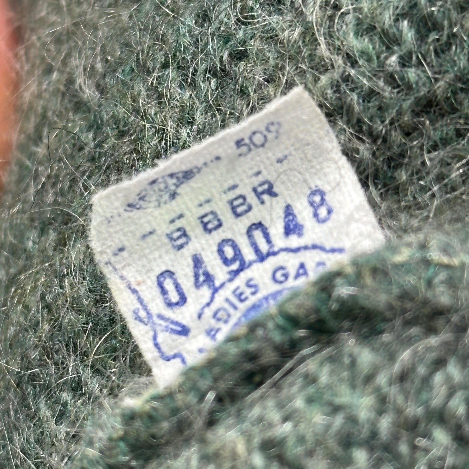 BRENT(ブレント) 60's Shaggy Mohair Cardigan シャギー モヘア カーディガン L グレーグリーン 60年代 貝ボタン ヴィンテージ 毛足長
