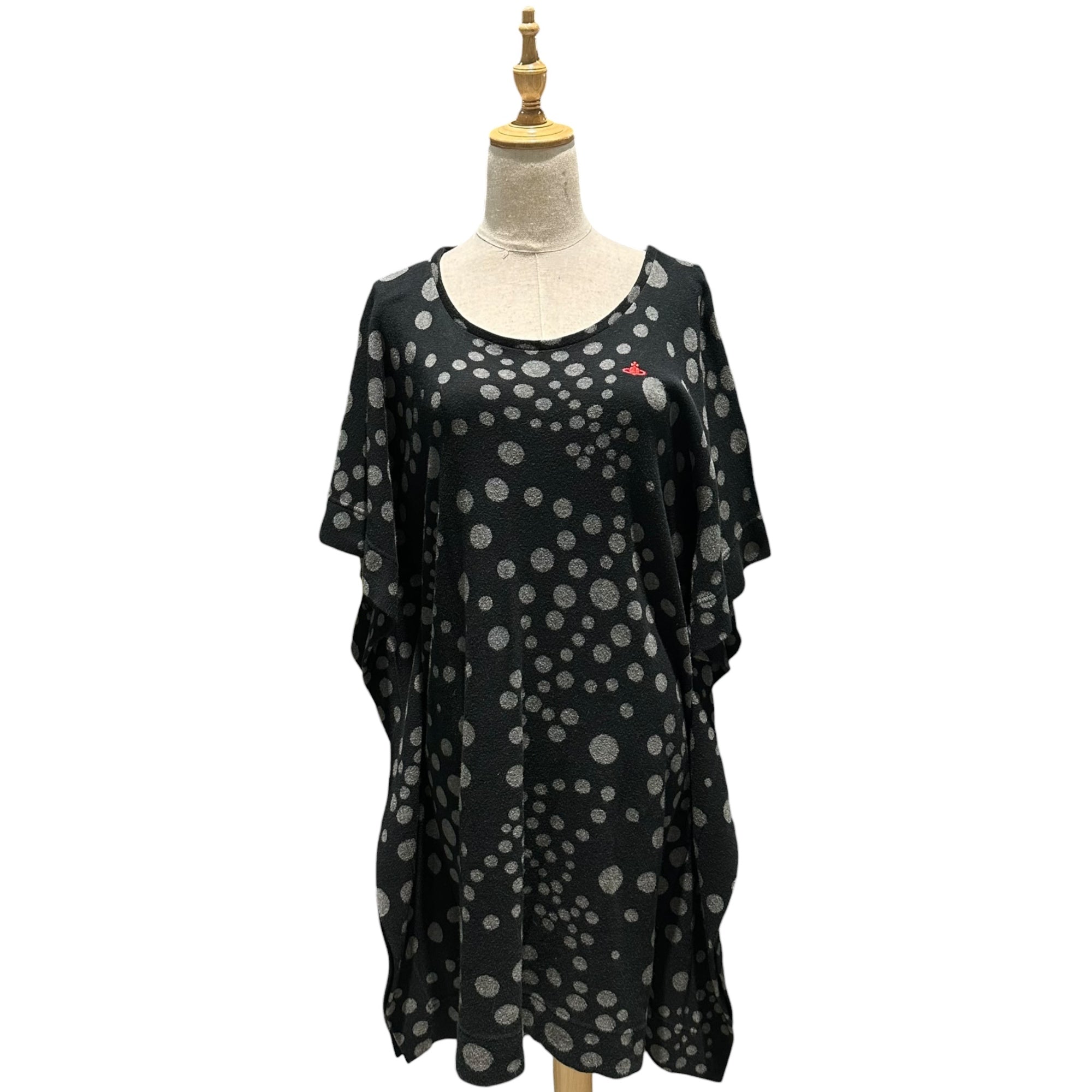 Vivienne Westwood RED LABEL CHOICE(ヴィヴィアンウエストウッドレッドレーベルチョイス) Random dot pattern sweatshirt dress ランダム ドット柄 スウェット ワンピース 16-55-571002 2(M程度) ブラック×グレー
