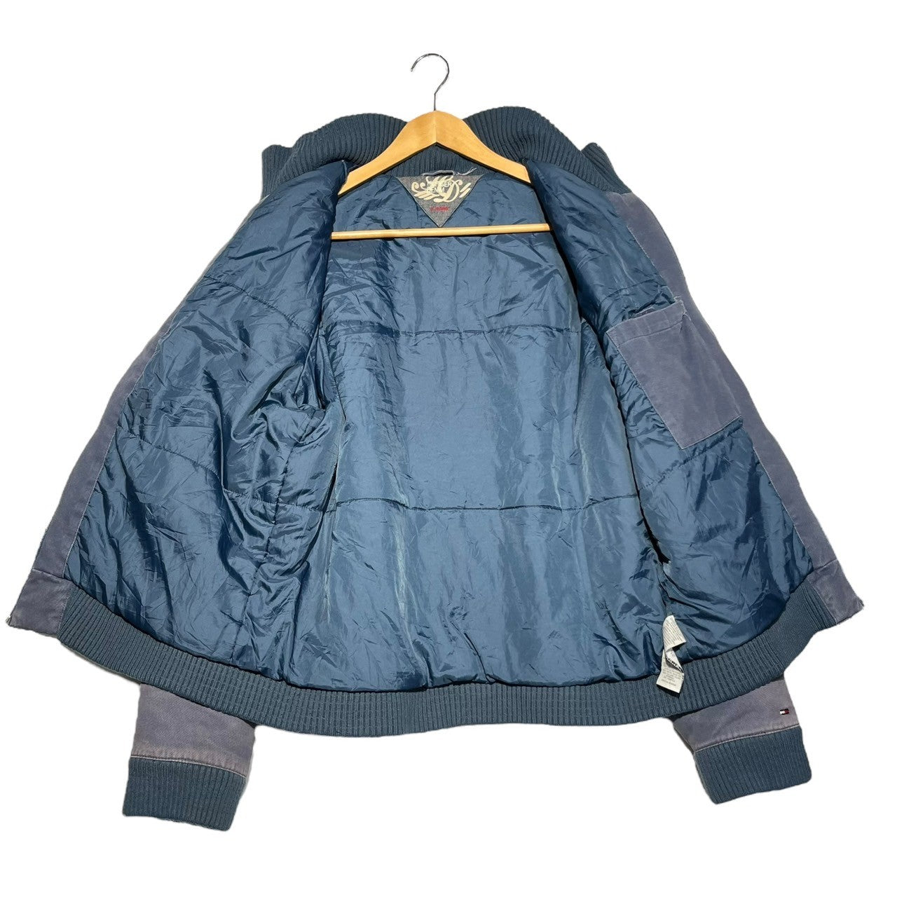 HILFIGER DENIM(ヒルフィガーデニム) 00's Rear logo ribbed bomber blouson 背面ロゴ リブ ボンバー ブルゾン XL ネイビー ジャケット