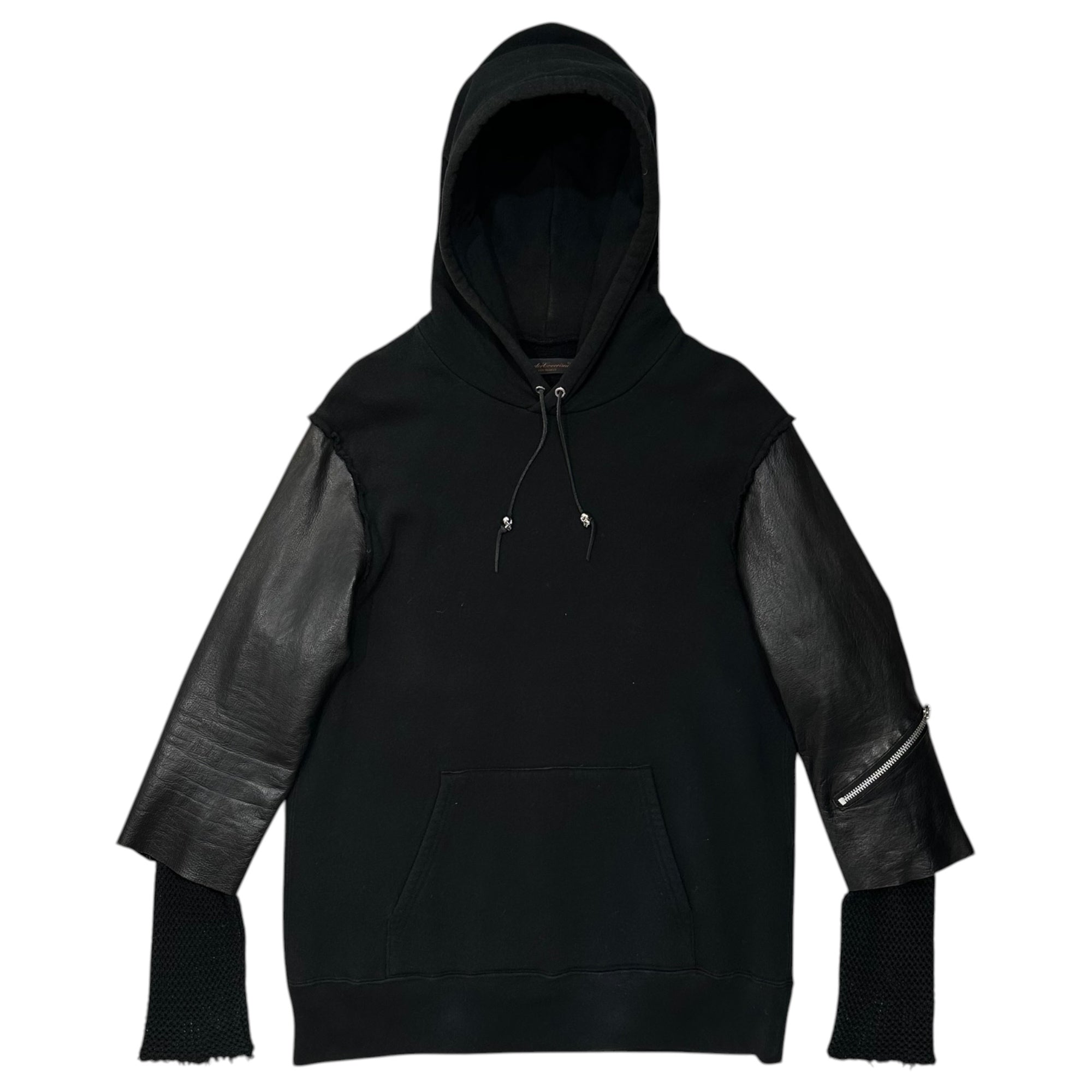 UNDERCOVERISM(アンダーカバイズム) 03AW Paper Doll Period Sleeve Leather Pullover Hoodie ペーパードール期 袖 レザー プルオーバー パーカー フーディー V281 M ブラック 2003年 パリコレ参加初の秋冬コレクション 稀少アイテム アンダーカバー