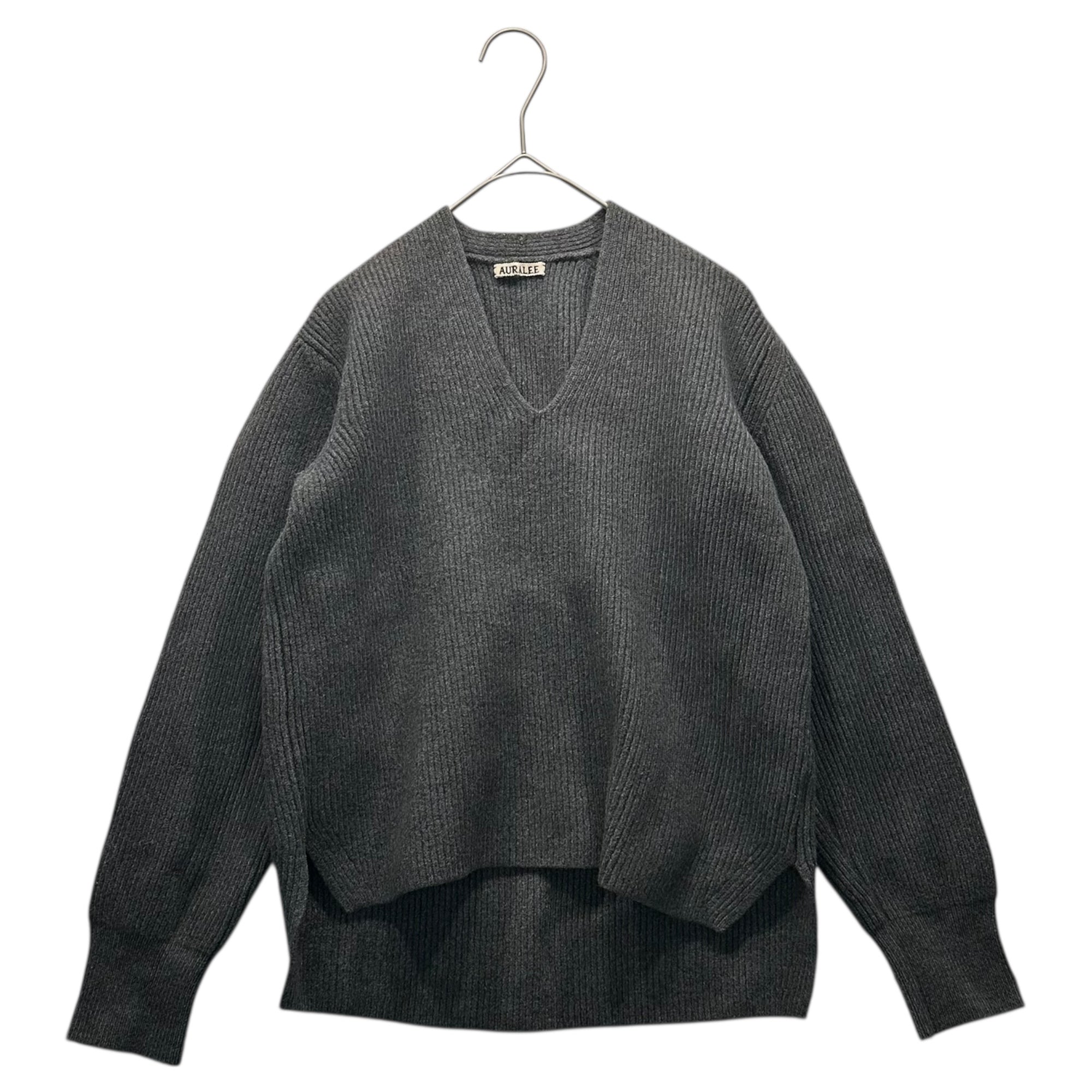 AURALEE(オーラリー) SUPER FINE WOOL RIB KNIT P/O スーパー ファイン ウール リブ ニット プルオーバー A6AV06RK 1(レディースM、メンズXXS程度) チャコールグレー