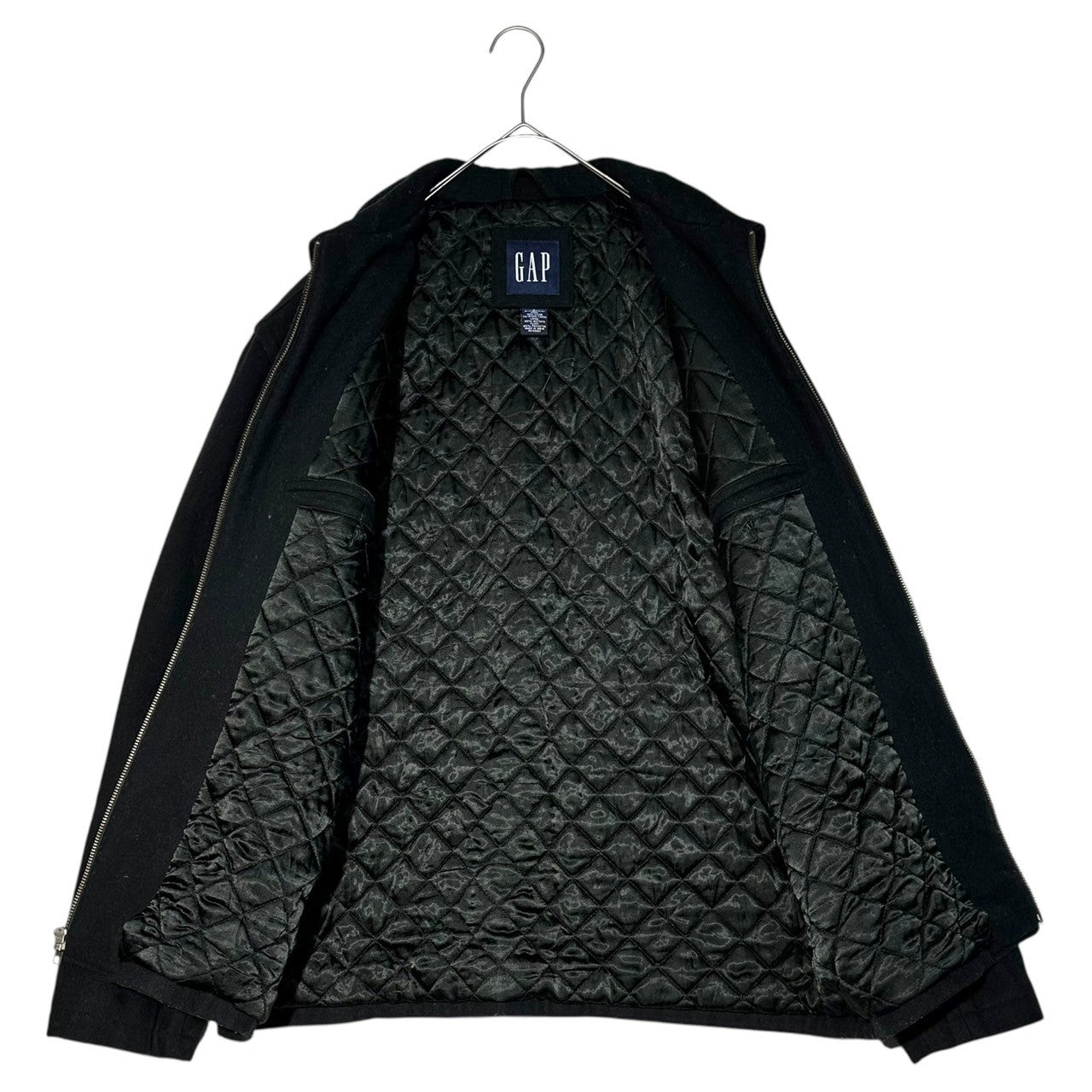 OLD GAP(ギャップ) 00's Wool Melton ZIP UP Blouson ウール メルトン ジップアップ ブルゾン L ブラック キルティング トラッカー ジャケット