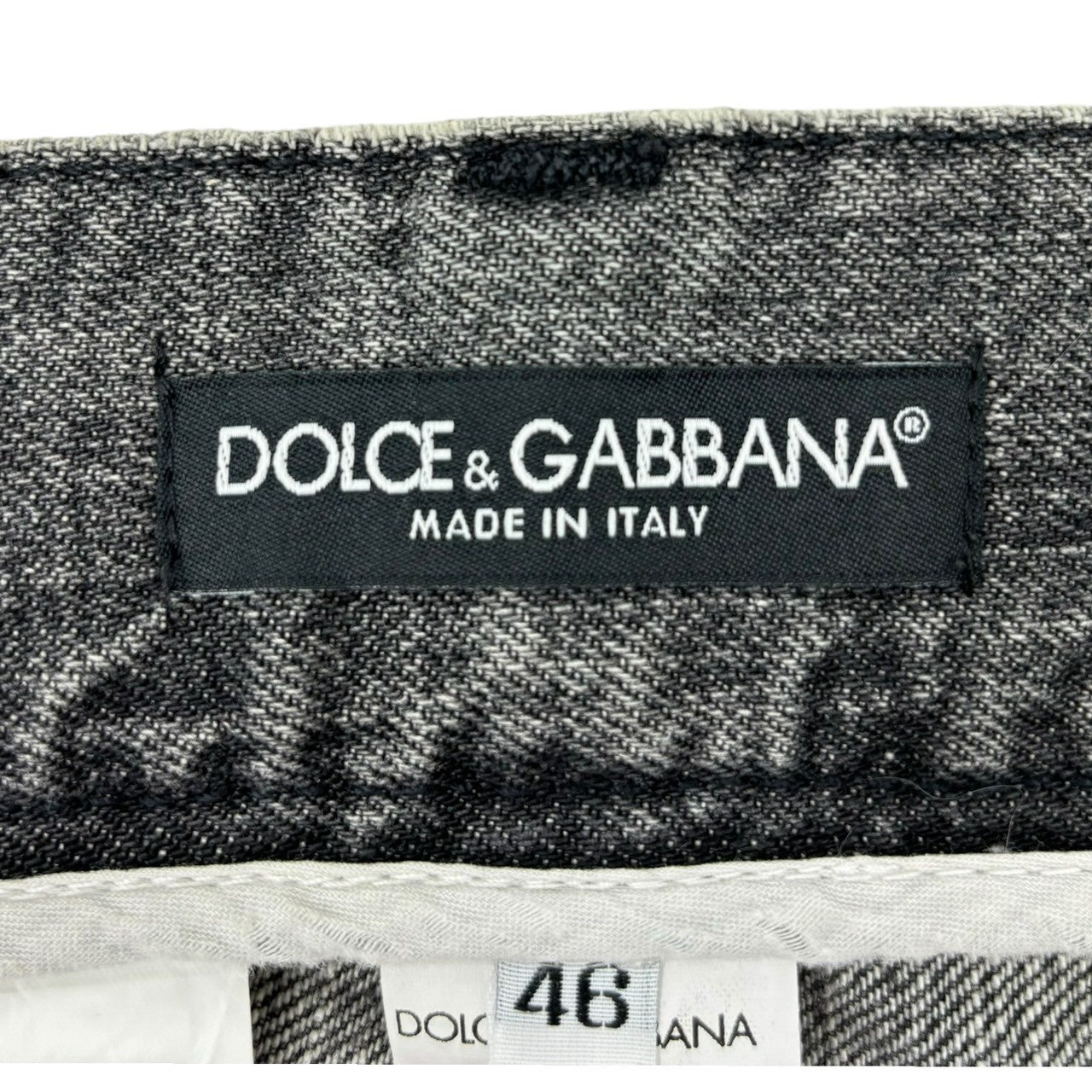 DOLCE&GABBANA(ドルチェ&ガッバーナドルガバ) Back plate distressed black denim pants バックプレート ロゴ ダメージ加工 ブラック デニム パンツ G4A8TD G8C19 46(M程度) グレー