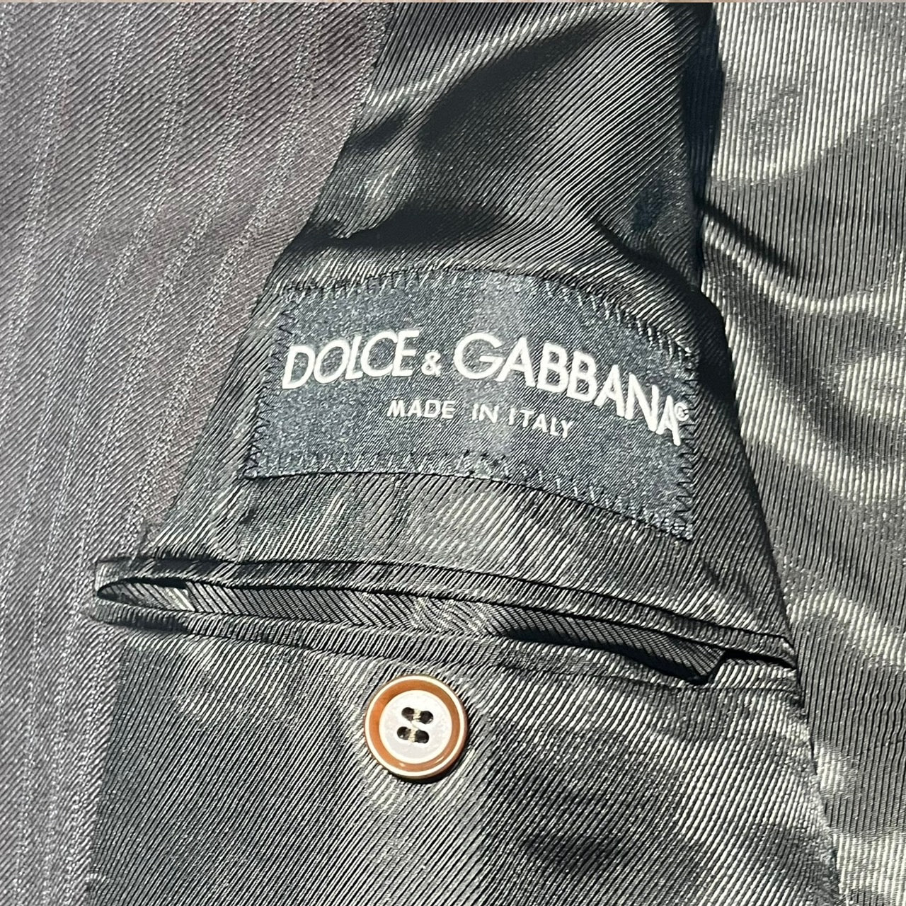 あり伸縮性DOLCE&GABBANA(ドルチェ&ガッバーナドルガバ) 90'sダブルストライプセットアップジャケット 48(Lサイズ程度) ブラウン