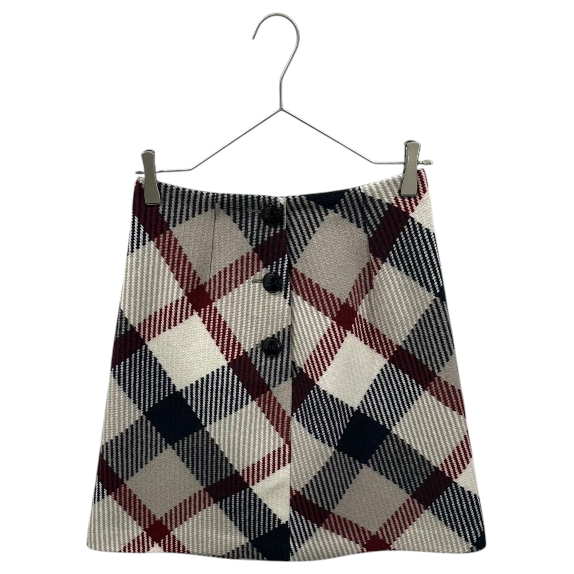 BLUE LABEL CRESTBRIDGE(ブルーレーベルクレストブリッジ) Front 3-button check skirt フロント 3ボタン チェック スカート 55S14-290-42 36(S程度) アイボリー×ダークネイビー×レッド