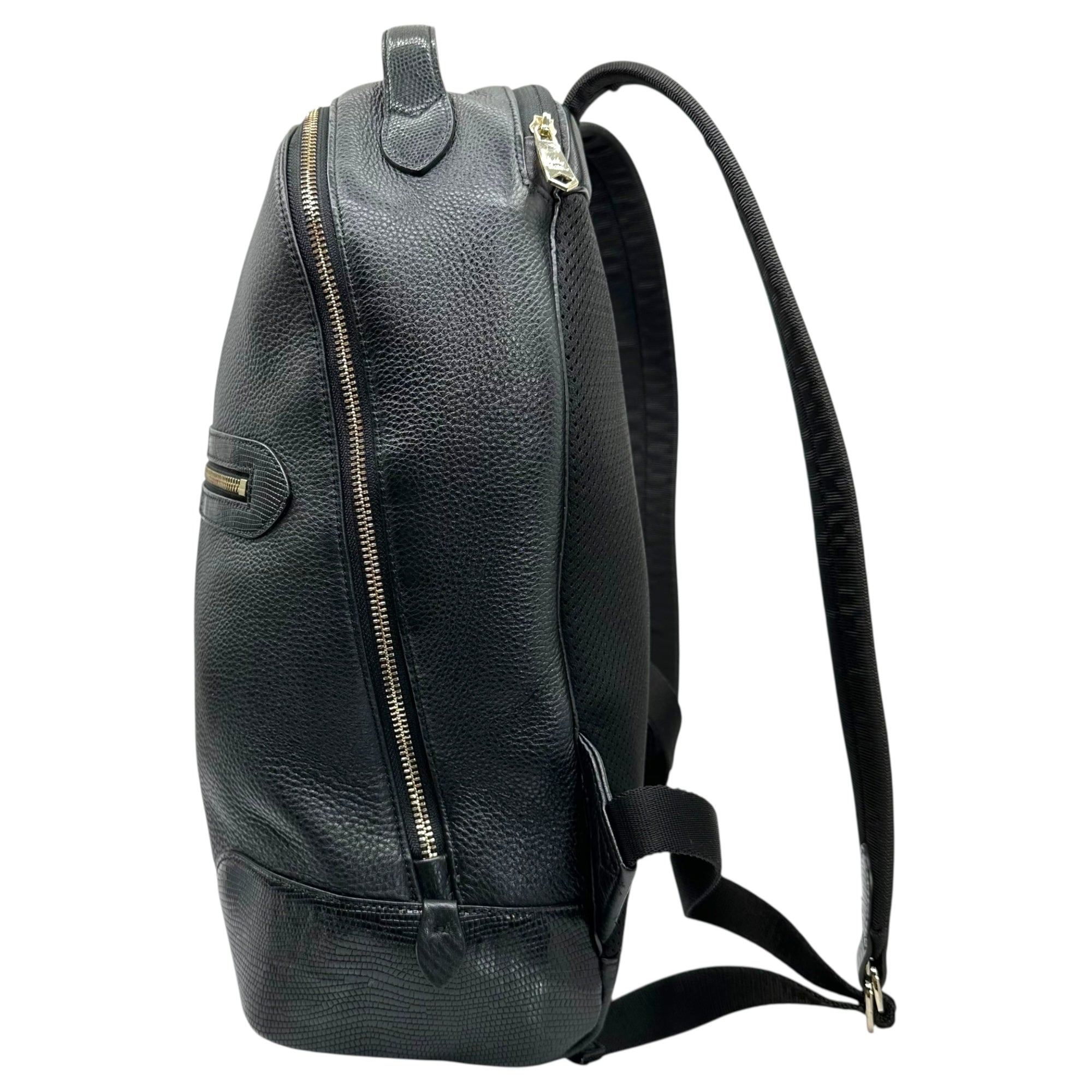 PAUL SMITH(ポールスミス) Embossed Leather Daypack Backpack 型押し レザー デイパック リュック ブラック