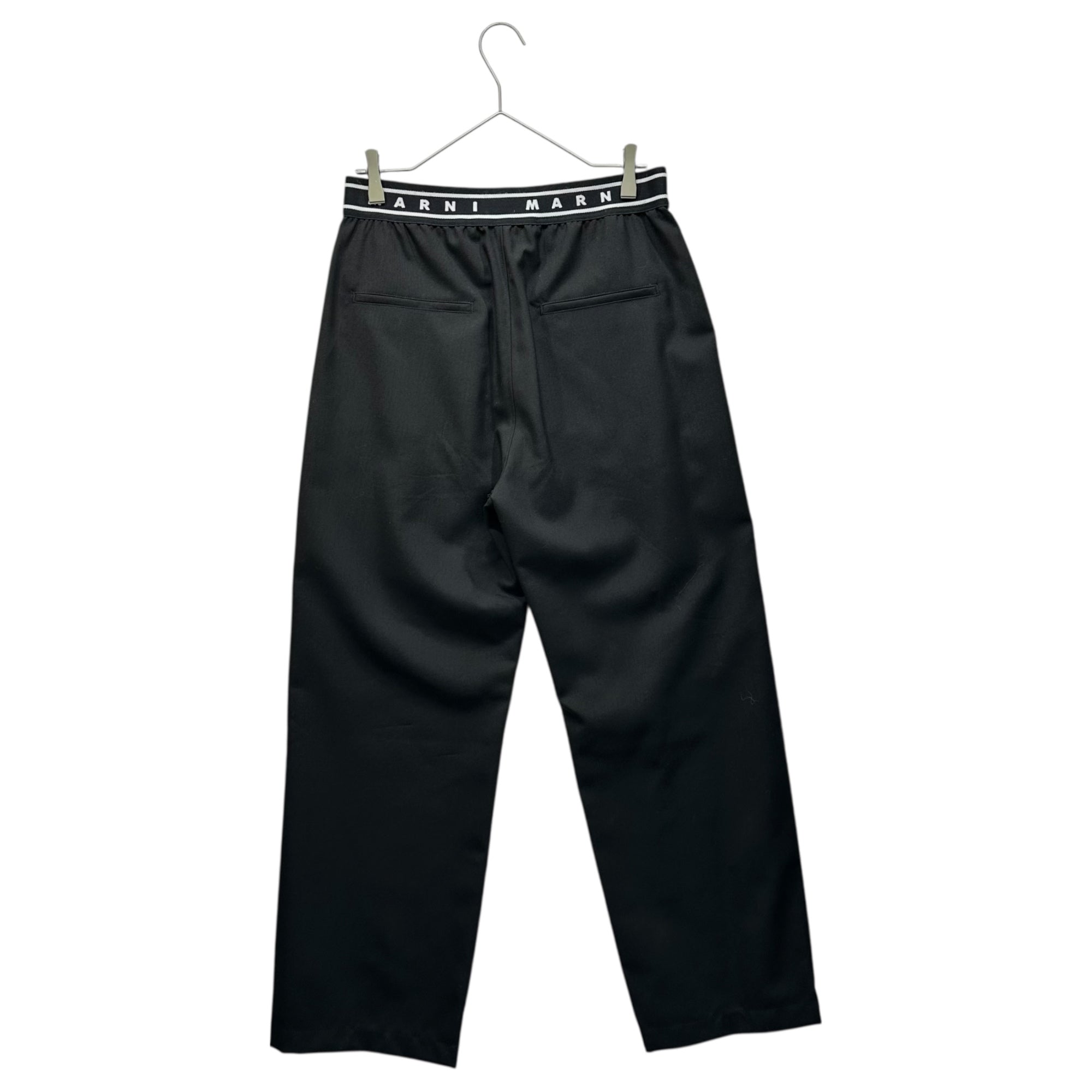 MARNI(マルニ) 24SS Waist Logo Tropical Wool Pants ウエスト ロゴ トロピカル ウール パンツ PUMU0242UD 46 ブラック スラックス