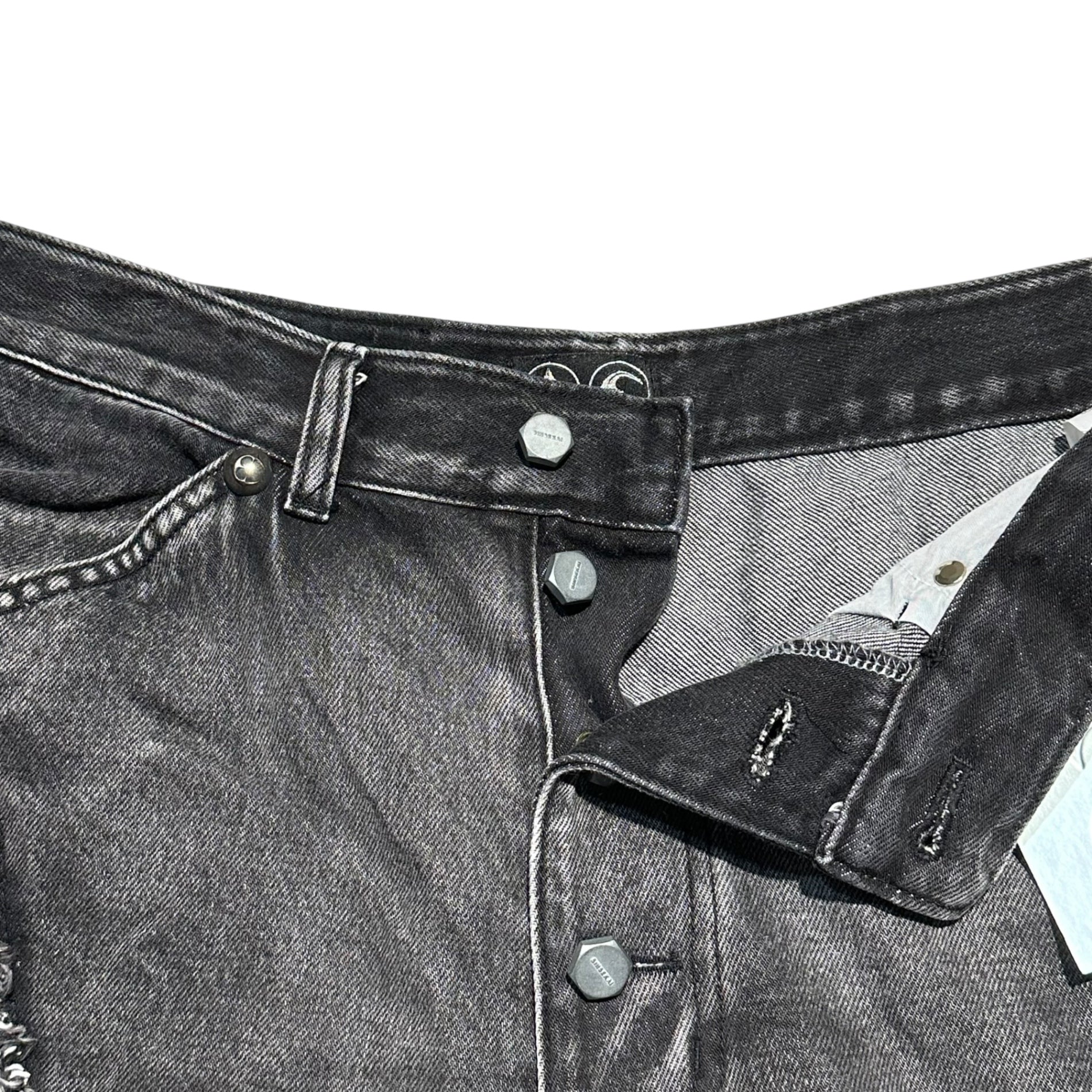 THUG CLUB(サグクラブ) 23AW Tribal Denim Pants トライバル デニム パンツ TC23PT0702 3 ブラック ワイド 国内正規品