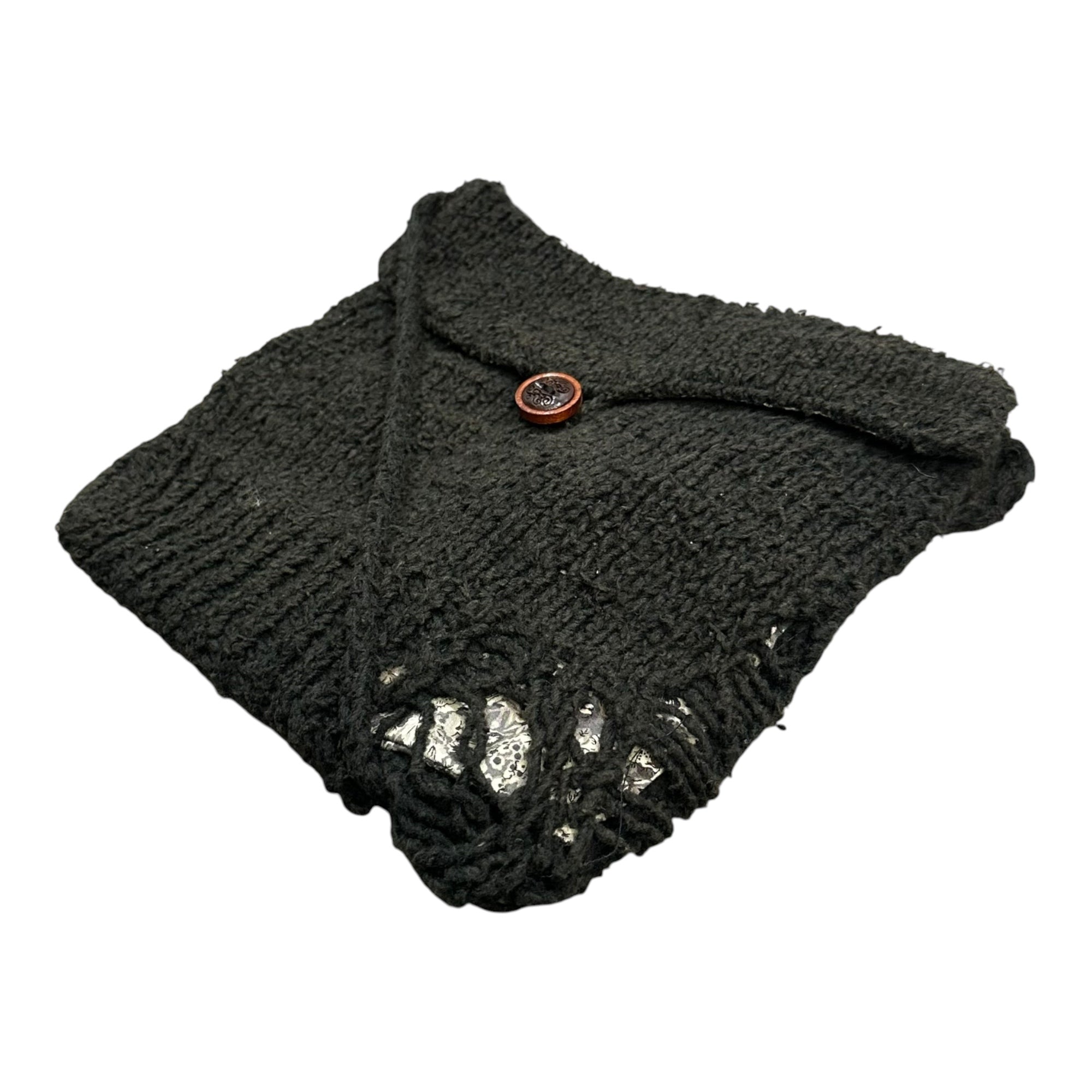 NUMBER (N)INE(ナンバーナイン) 2003SS ‘‘TOUCH ME I'M SICK‘‘ Grunge Knit Shoulder Bag グランジ ニット ショルダーバッグ カート期 ブラック 00's Archive アーカイブ