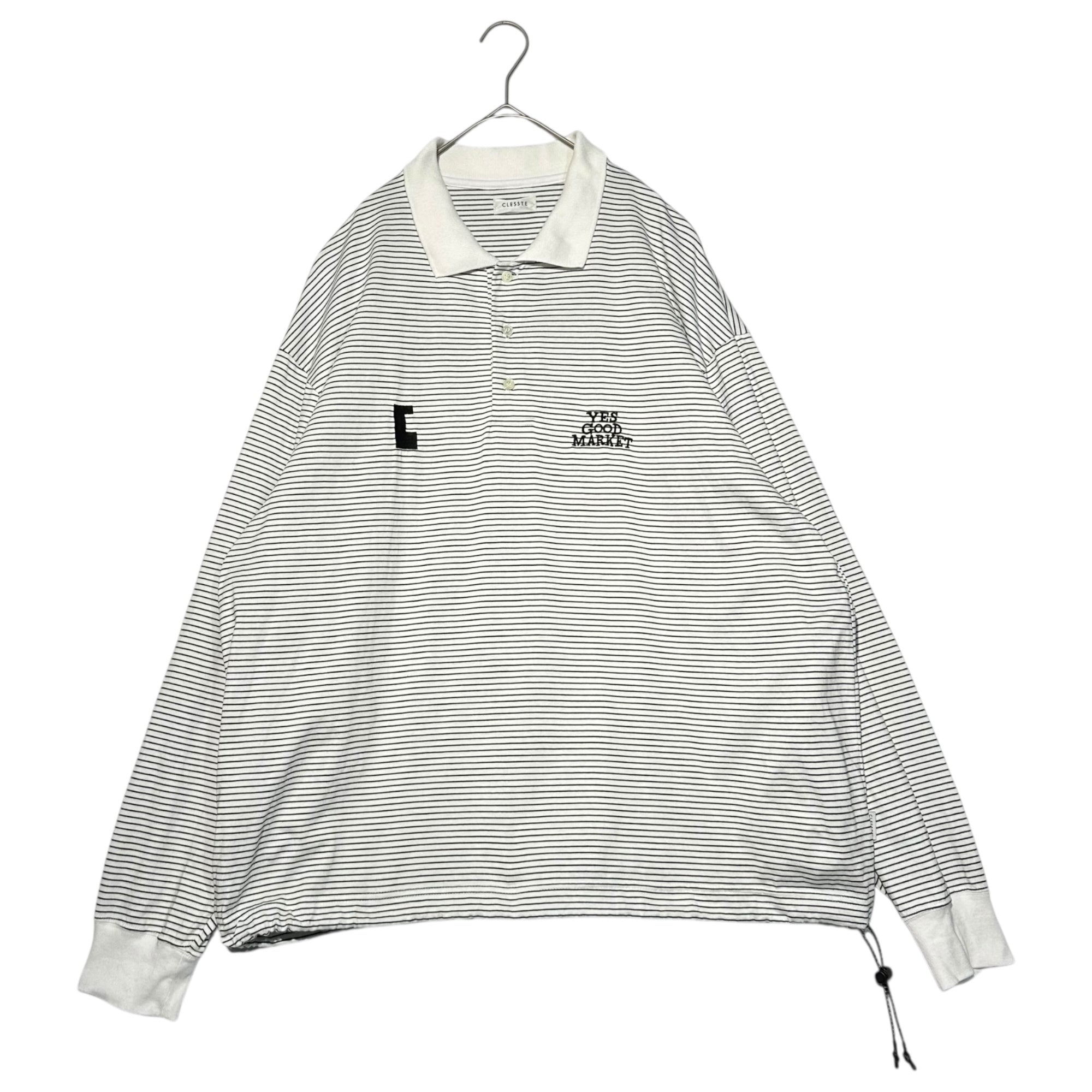 CLESSTE×Yes Good Market(クレスト×イエスグッドマーケット) 24SS STRIPED MASSIVE L/S POLO SHIRT WITH DRAWSTRINGS ストライプ ロングスリーブ 長袖 ポロシャツ CLS-TE2404 1(S程度) ホワイト×ブラック
