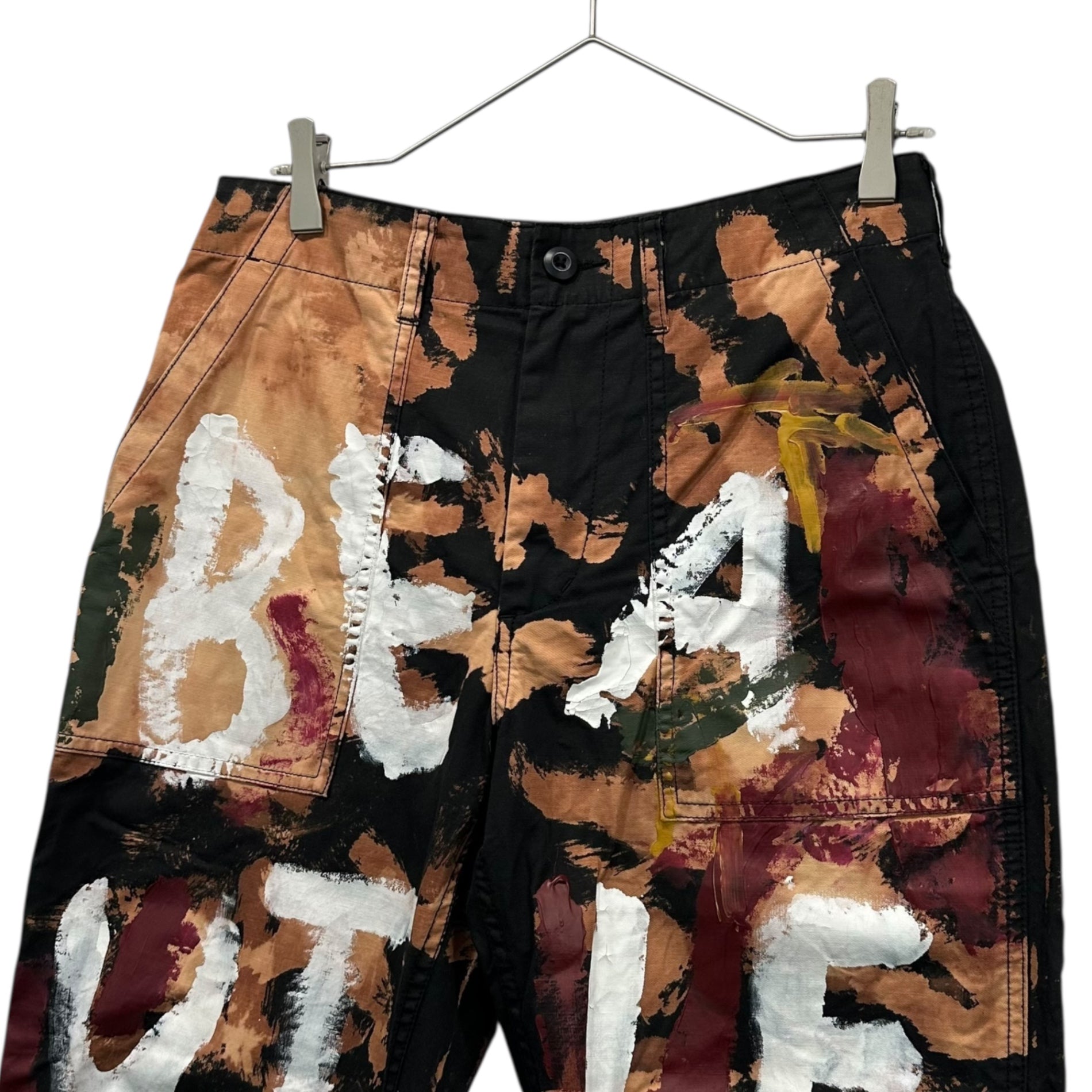 guernika(ゲルニカ) Painted Processed Tapered Baker Pants ペイント 加工 テーパード ベイカー パンツ ブラック×ブラウン 品質表示タグ切り取り