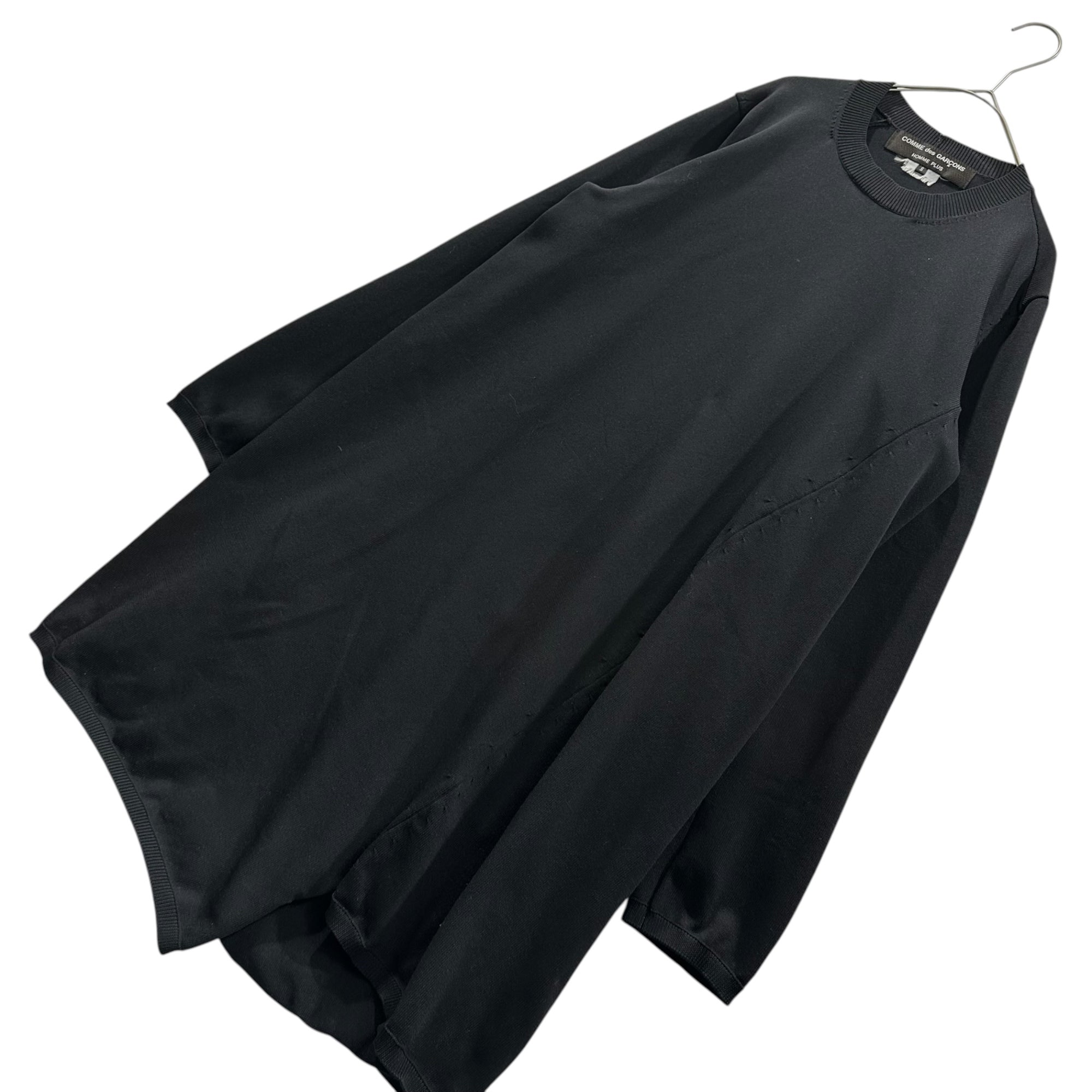 COMME des GARCONS HOMME PLUS(コムデギャルソンオムプリュス) 18AW Esther Long-Sleeve Knit with Asymmetrical Hem エステル 裾変形 ロング ニット PB-N026 S ブラック AD2018 ホワイトショック期 捻じれ