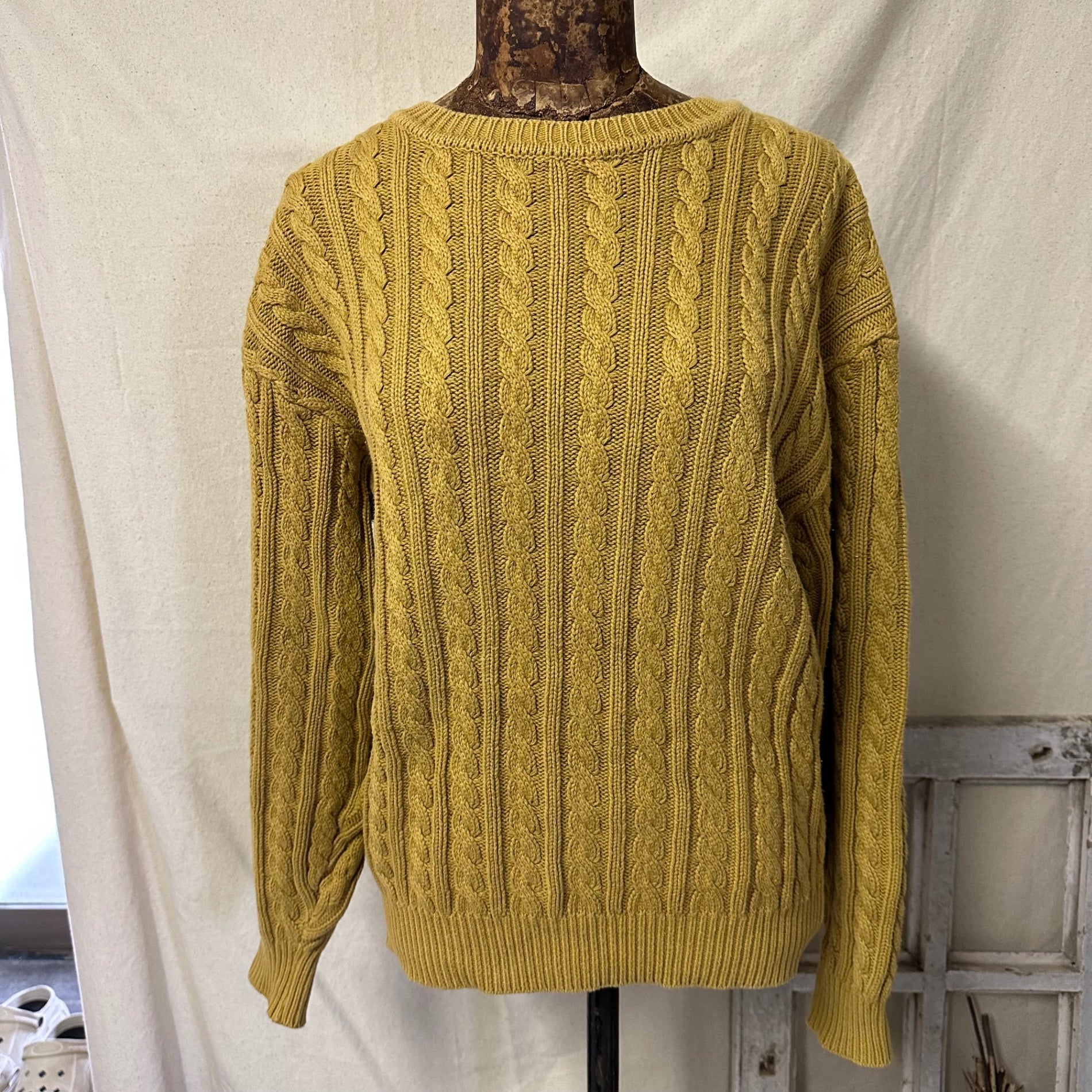 VINTAGE(ヴィンテージ) 90's cable knit pullover ケーブルニット プルオーバー FREE マスタード